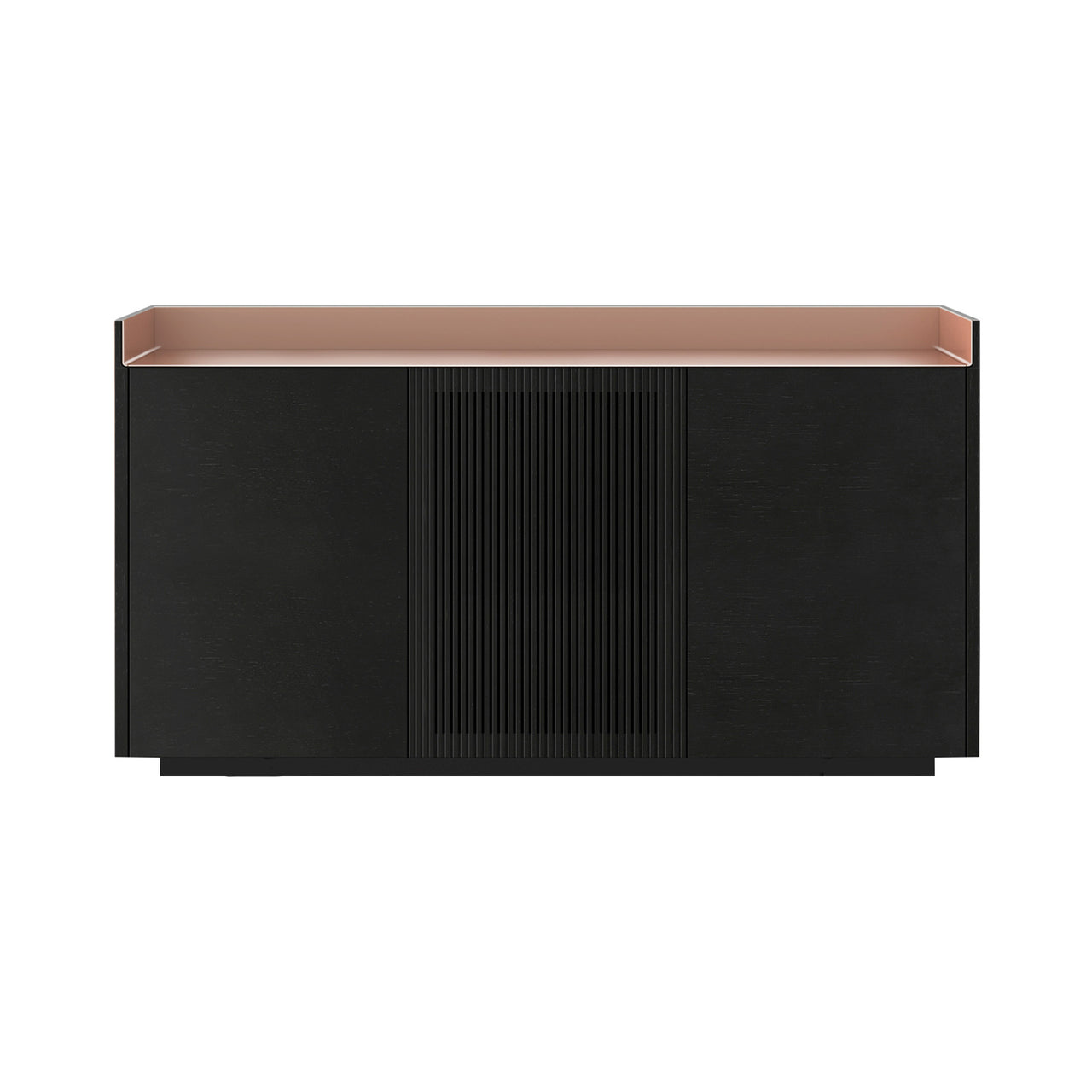 Stockholm STH334 Cupboard: Composition 1 + Ebony Stained Oak + Anodized Aluminum Pale Rose + Black