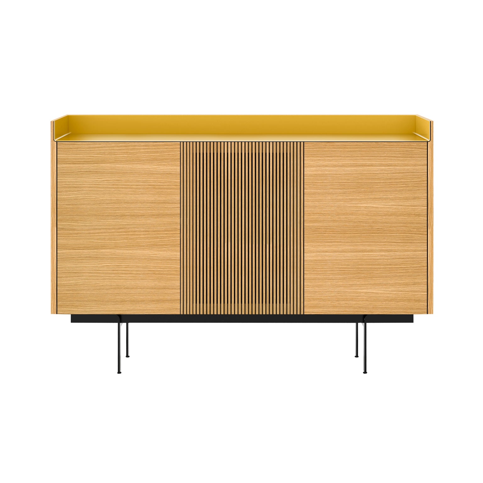 Stockholm STH334 Cupboard: Composition 3 + Super-Matt Oak + Anodized Aluminum Gold + Black