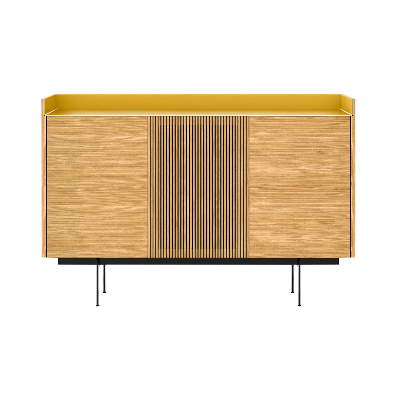 Stockholm STH334 Cupboard: Composition 3 + Super-Matt Oak + Anodized Aluminum Gold + Black