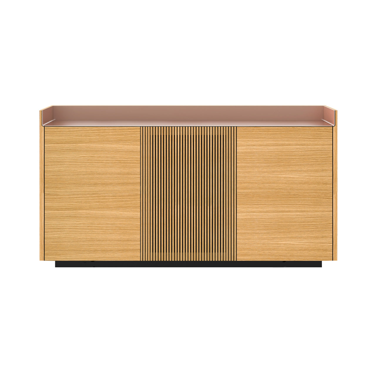 Stockholm STH334 Cupboard: Composition 1 + Super-Matt Oak + Anodized Aluminum Pale Rose + Black