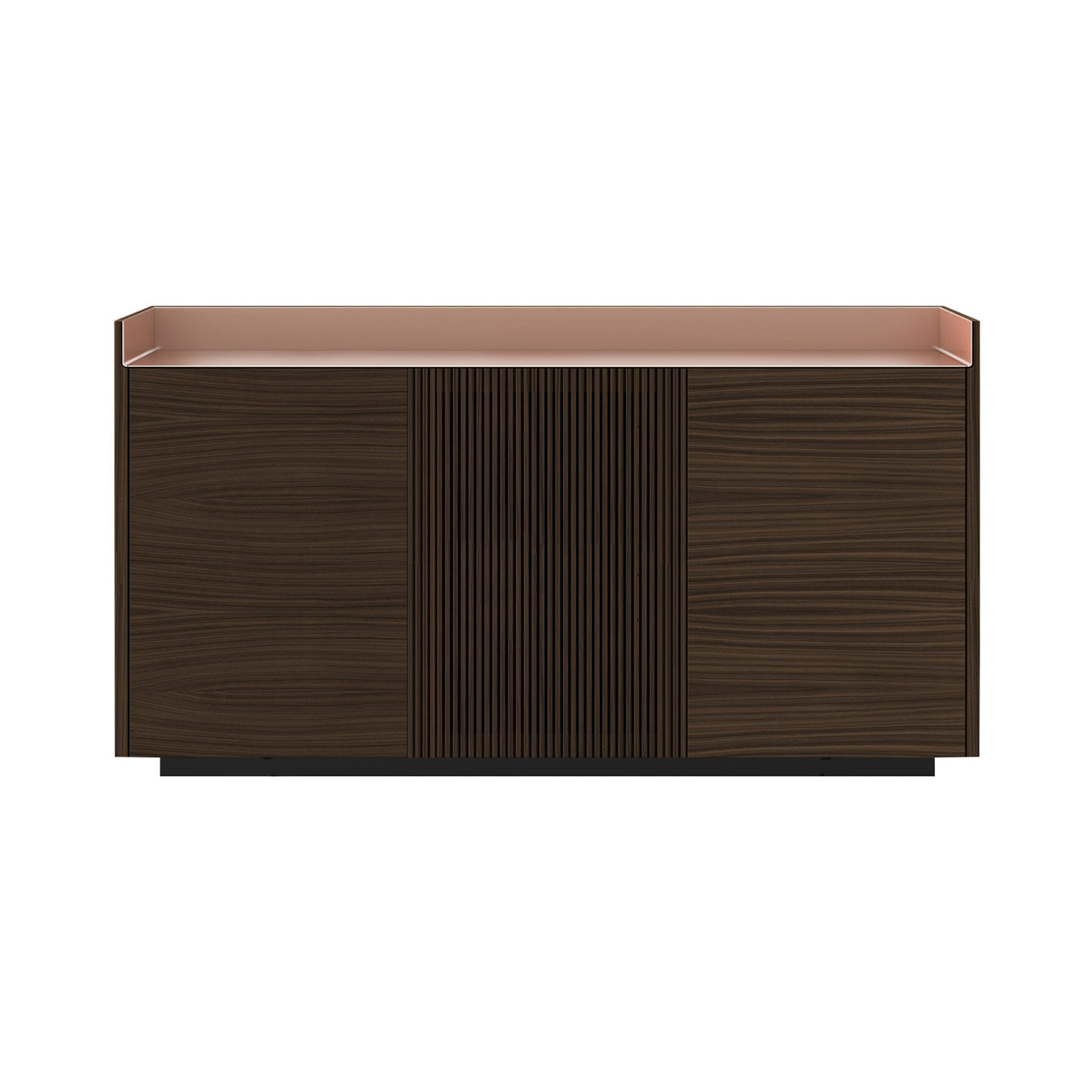 Stockholm STH334 Cupboard: Composition 1 + Dark Stained Walnut + Anodized Aluminum Pale Rose + Black