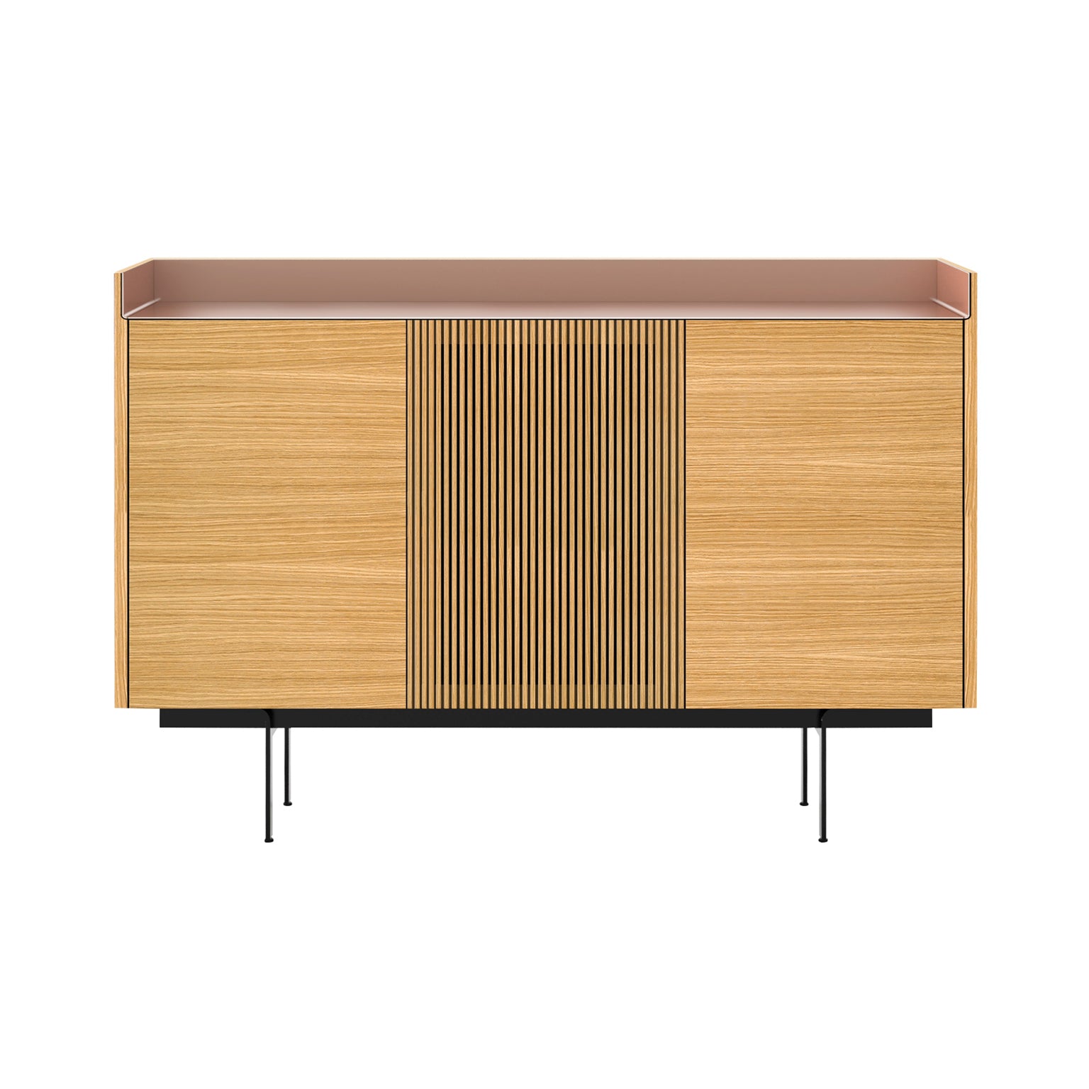 Stockholm STH334 Cupboard: Composition 3 + Super-Matt Oak + Anodized Aluminum Pale Rose + Black