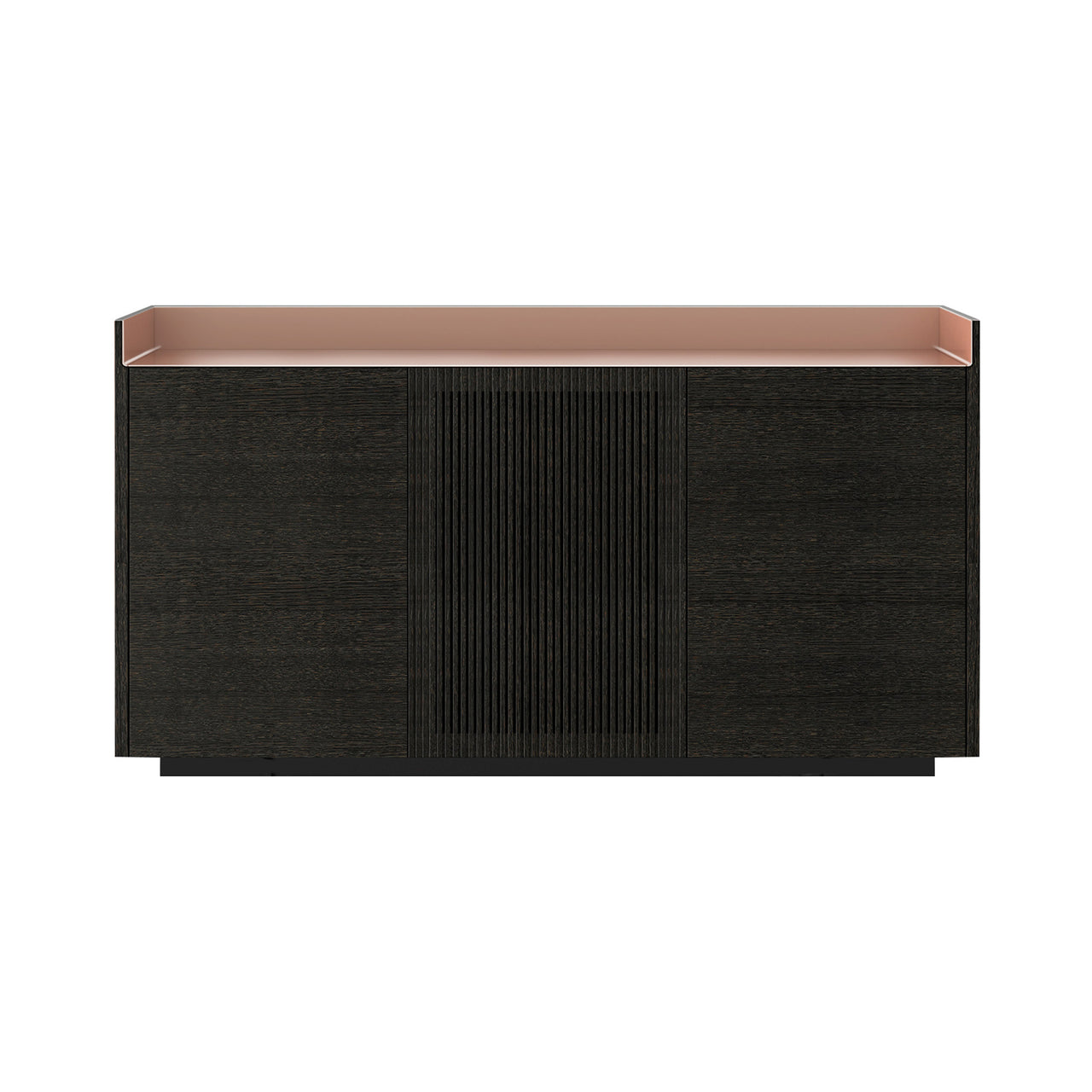 Stockholm STH334 Cupboard: Composition 1 + Dark Grey Stained Oak + Anodized Aluminum Pale Rose + Black