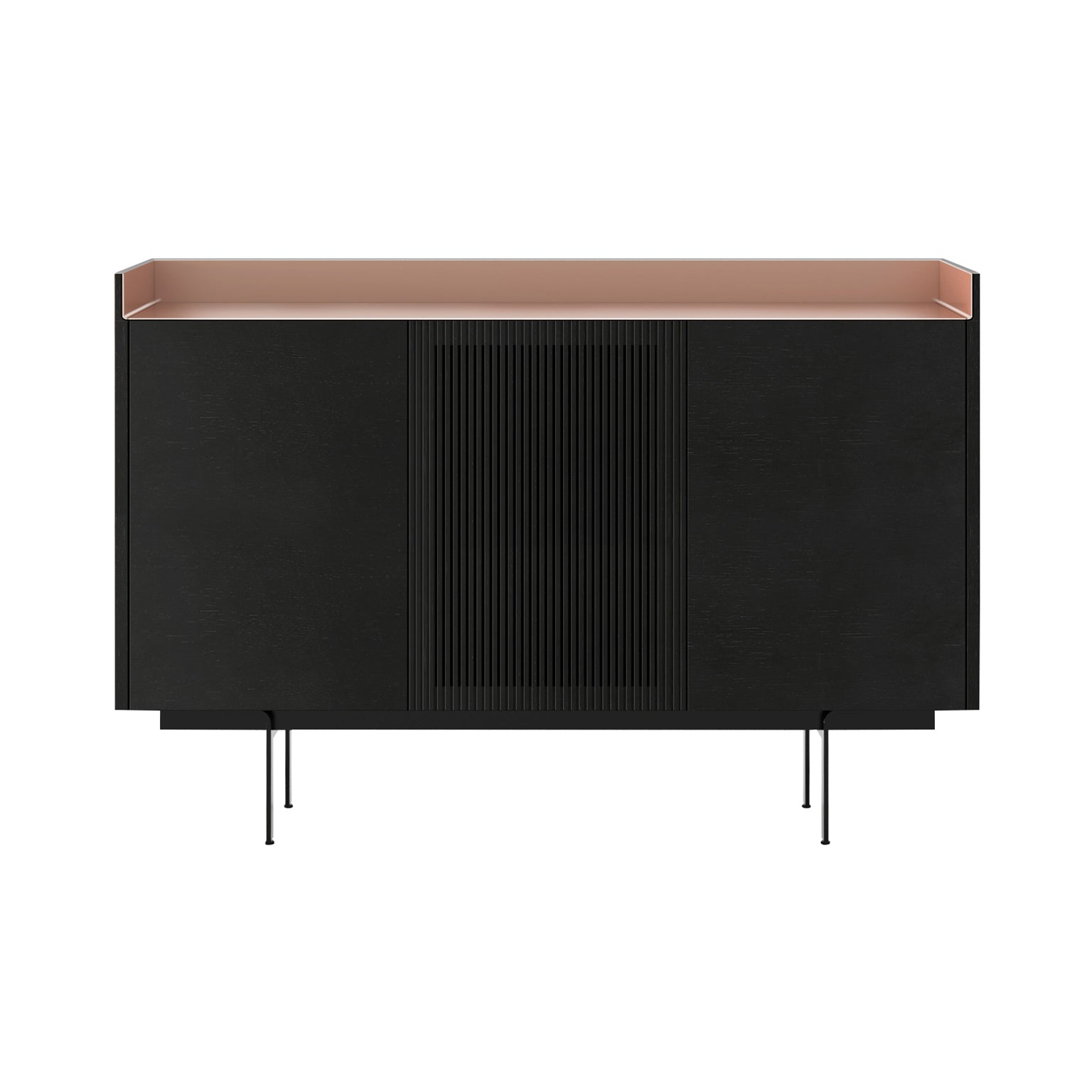 Stockholm STH334 Cupboard: Composition 3 + Ebony Stained Oak + Anodized Aluminum Pale Rose + Black