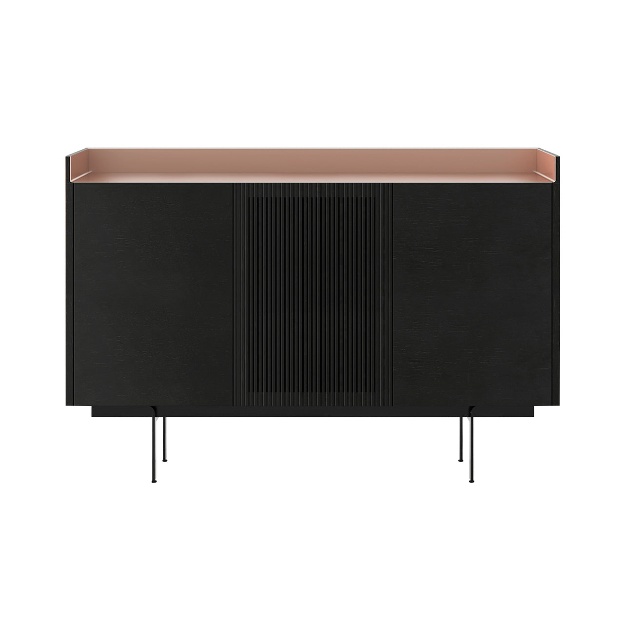 Stockholm STH334 Cupboard: Composition 3 + Ebony Stained Oak + Anodized Aluminum Pale Rose + Black