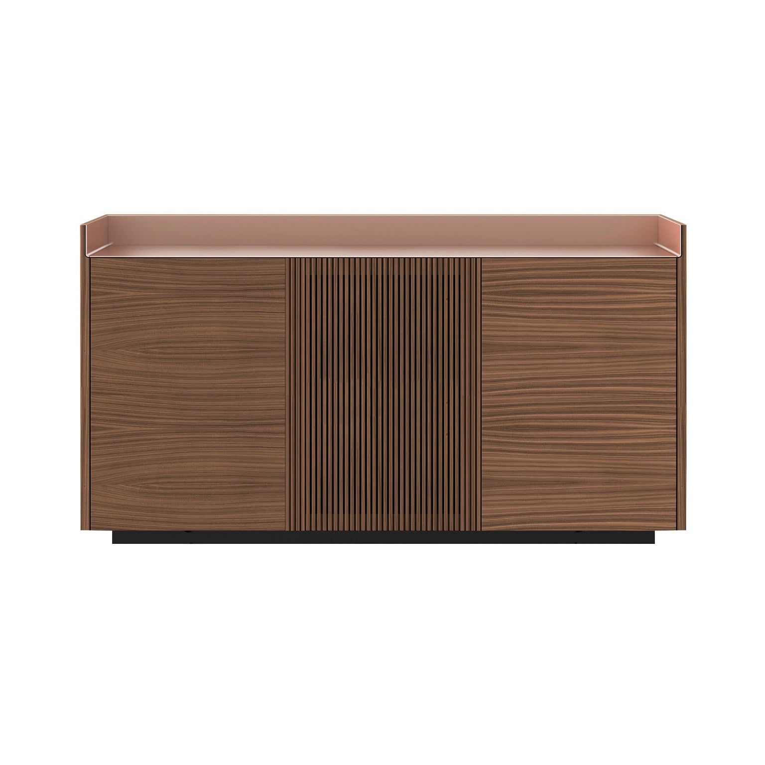 Stockholm STH334 Cupboard: Composition 1 + Walnut Stained Walnut + Anodized Aluminum Pale Rose + Black