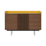 Stockholm STH334 Cupboard: Composition 3 + Walnut Stained Oak + Anodized Aluminum Gold + Black