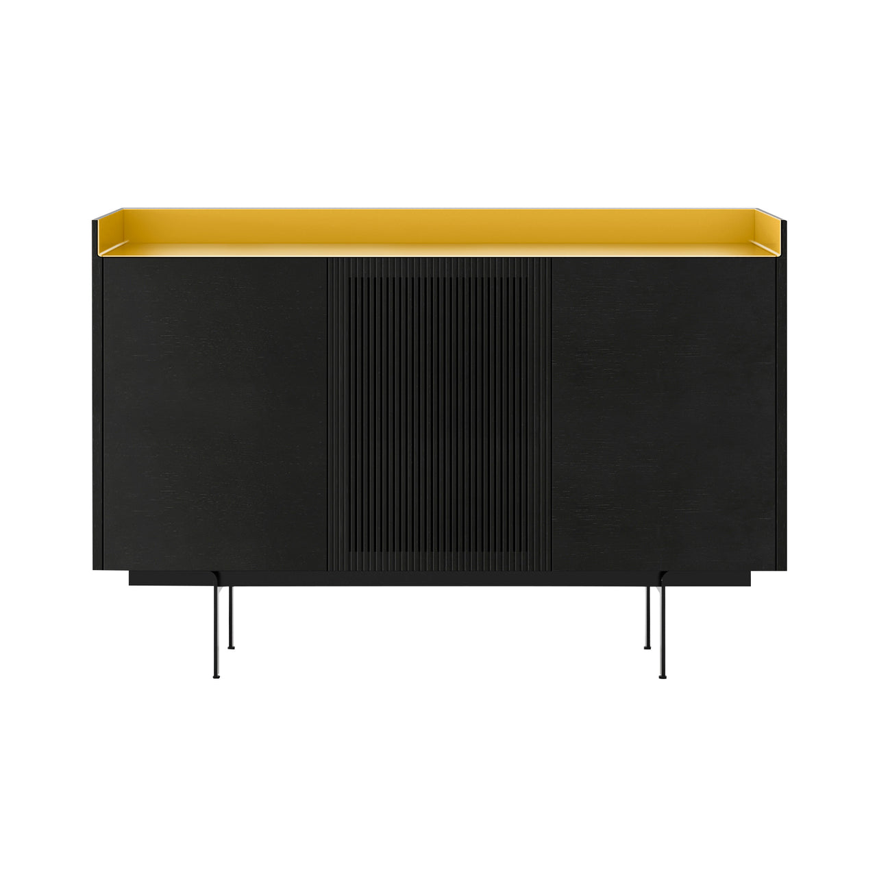 Stockholm STH334 Cupboard: Composition 3 + Ebony Stained Oak + Anodized Aluminum Gold + Black