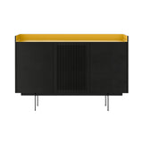Stockholm STH334 Cupboard: Composition 3 + Ebony Stained Oak + Anodized Aluminum Gold + Black