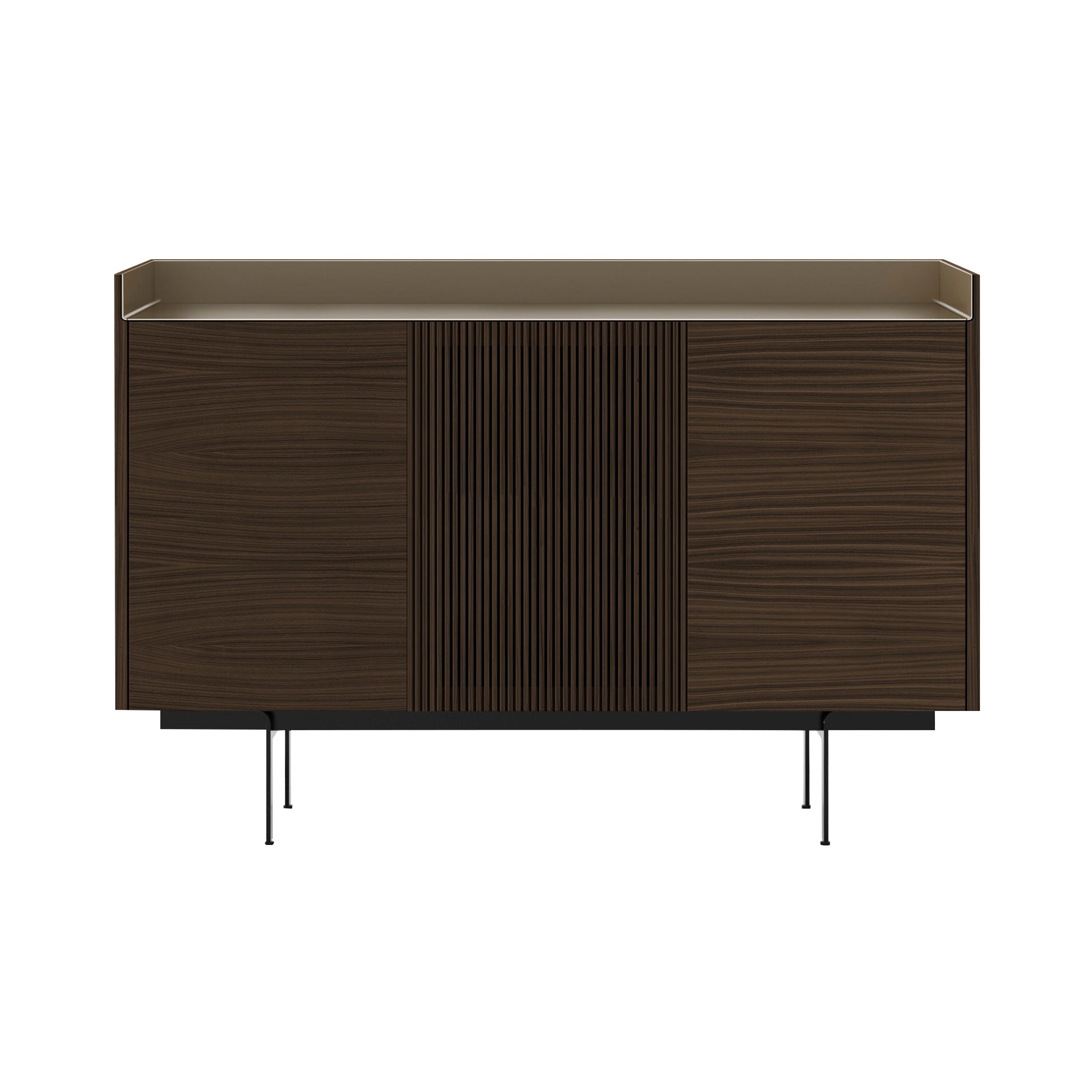 Stockholm STH334 Cupboard: Composition 3 + Dark Stained Walnut + Anodized Aluminum Bronze + Black