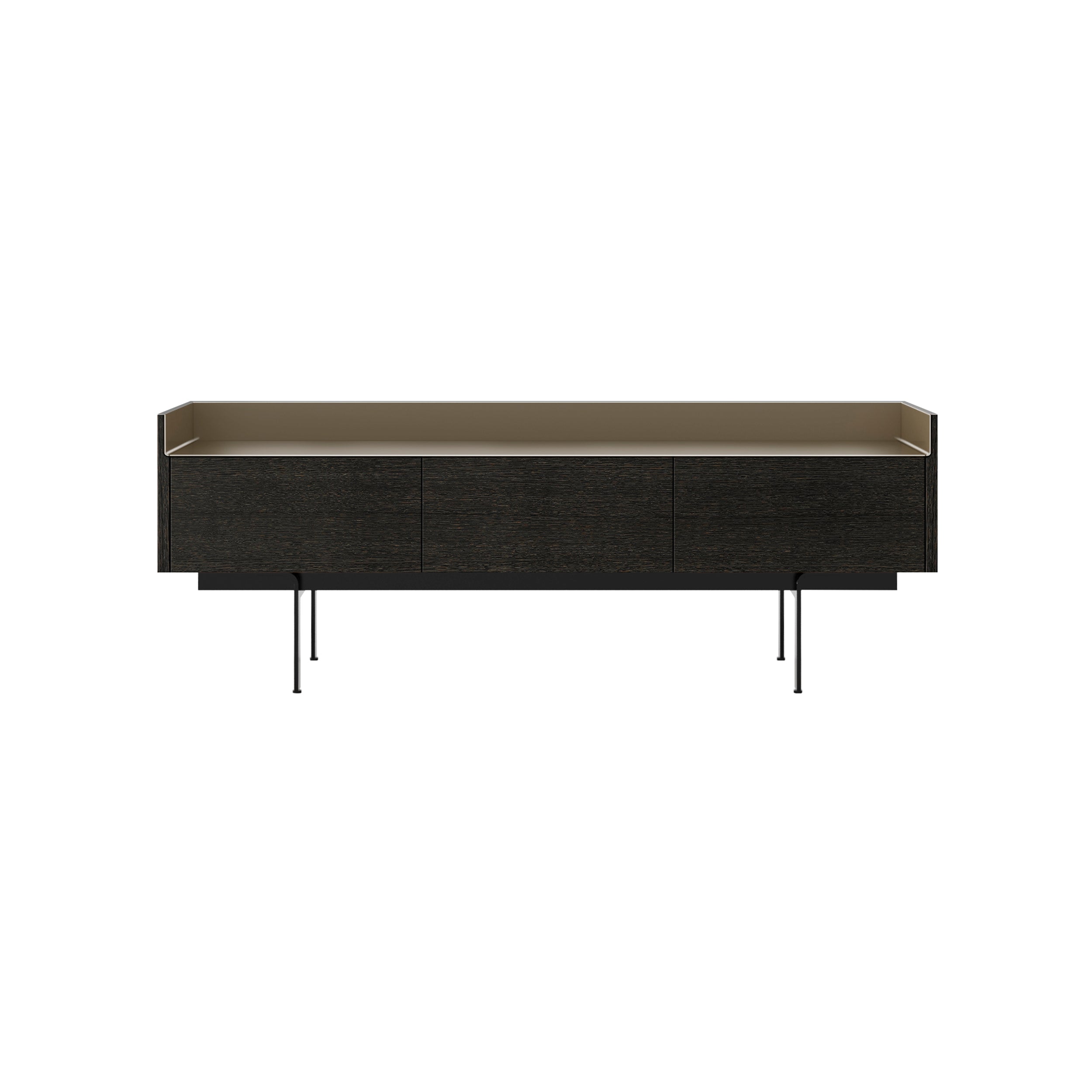 Stockholm STH351 Slim Sideboard: Composition 3 + Dark Grey Stained Oak + Anodized Aluminum Bronze + Black