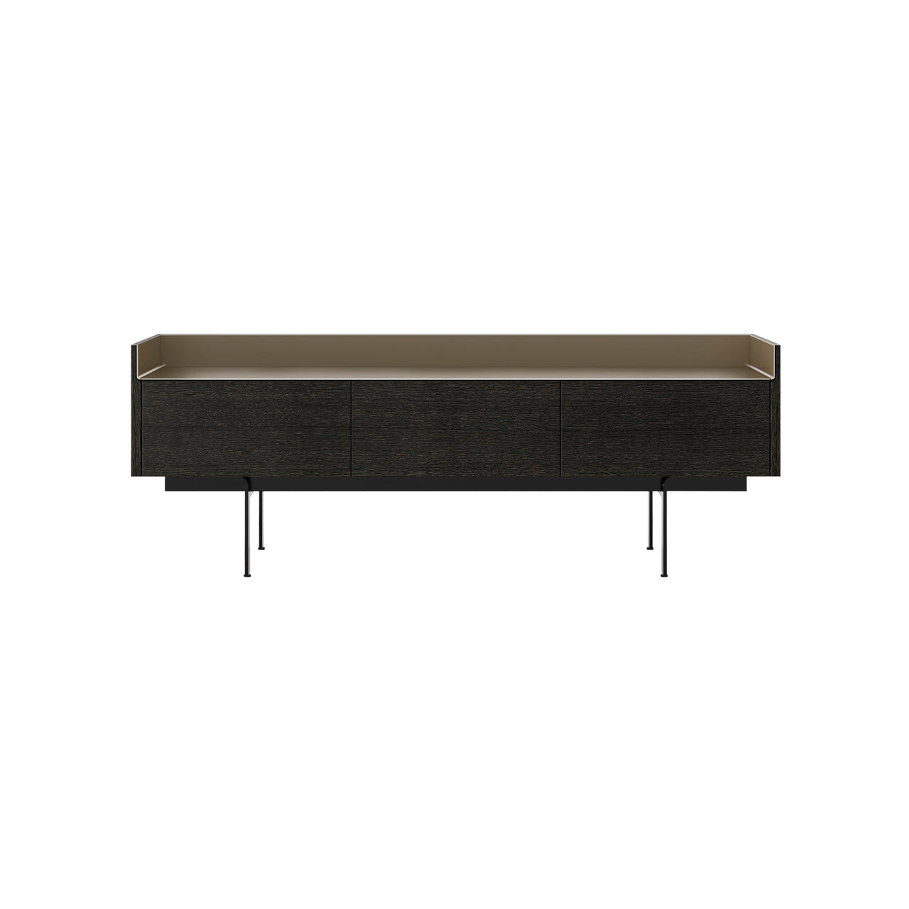 Stockholm STH351 Slim Sideboard: Composition 3 + Dark Grey Stained Oak + Anodized Aluminum Bronze + Black