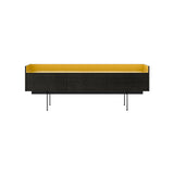 Stockholm STH351 Slim Sideboard: Composition 3 + Dark Grey Stained Oak + Anodized Aluminum Gold + Black