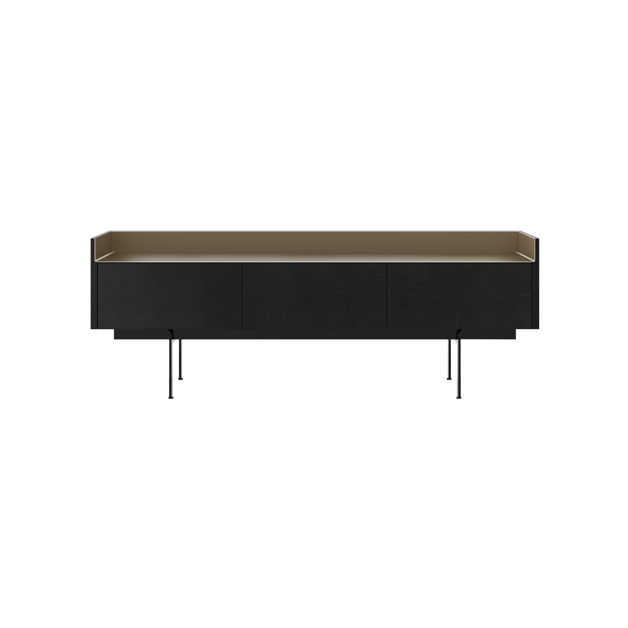 Stockholm STH351 Slim Sideboard: Composition 3 + Ebony Stained Oak + Anodized Aluminum Bronze + Black