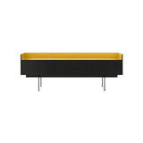Stockholm STH351 Slim Sideboard: Composition 3 + Ebony Stained Oak + Anodized Aluminum Gold + Black