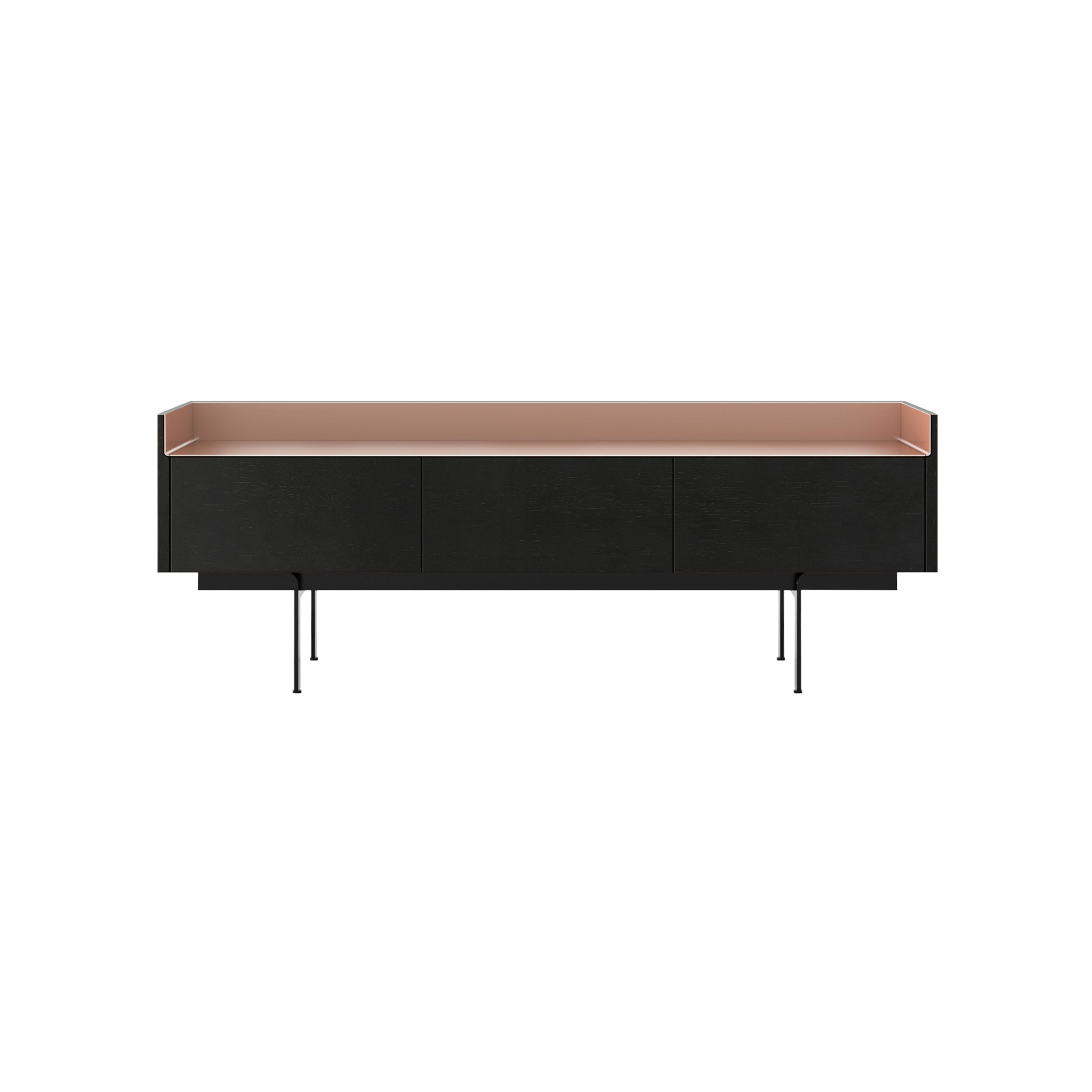 Stockholm STH351 Slim Sideboard: Composition 3 + Ebony Stained Oak + Anodized Aluminum Pale Rose + Black