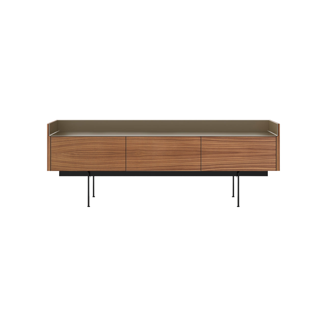 Stockholm STH351 Slim Sideboard: Composition 3 + Walnut Stained Walnut + Anodized Aluminum Bronze + Black