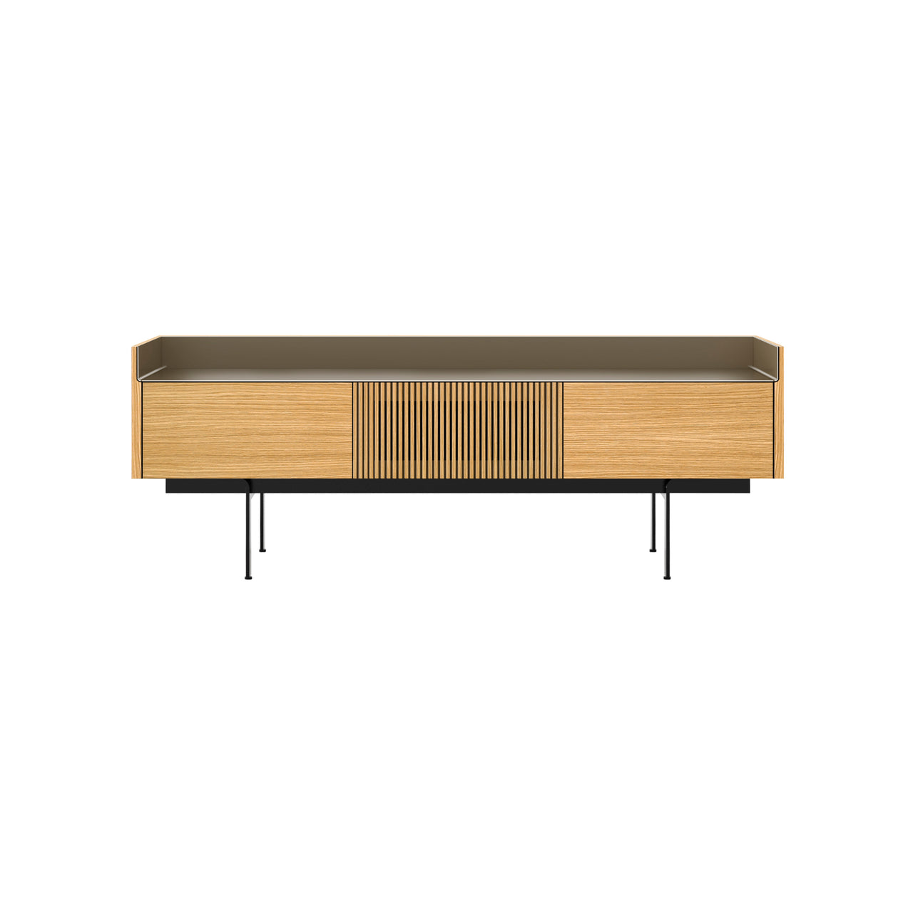 Stockholm STH353 Slim Sideboard: Composition 3 + Super-Matt Oak + Anodized Aluminum Bronze + Black