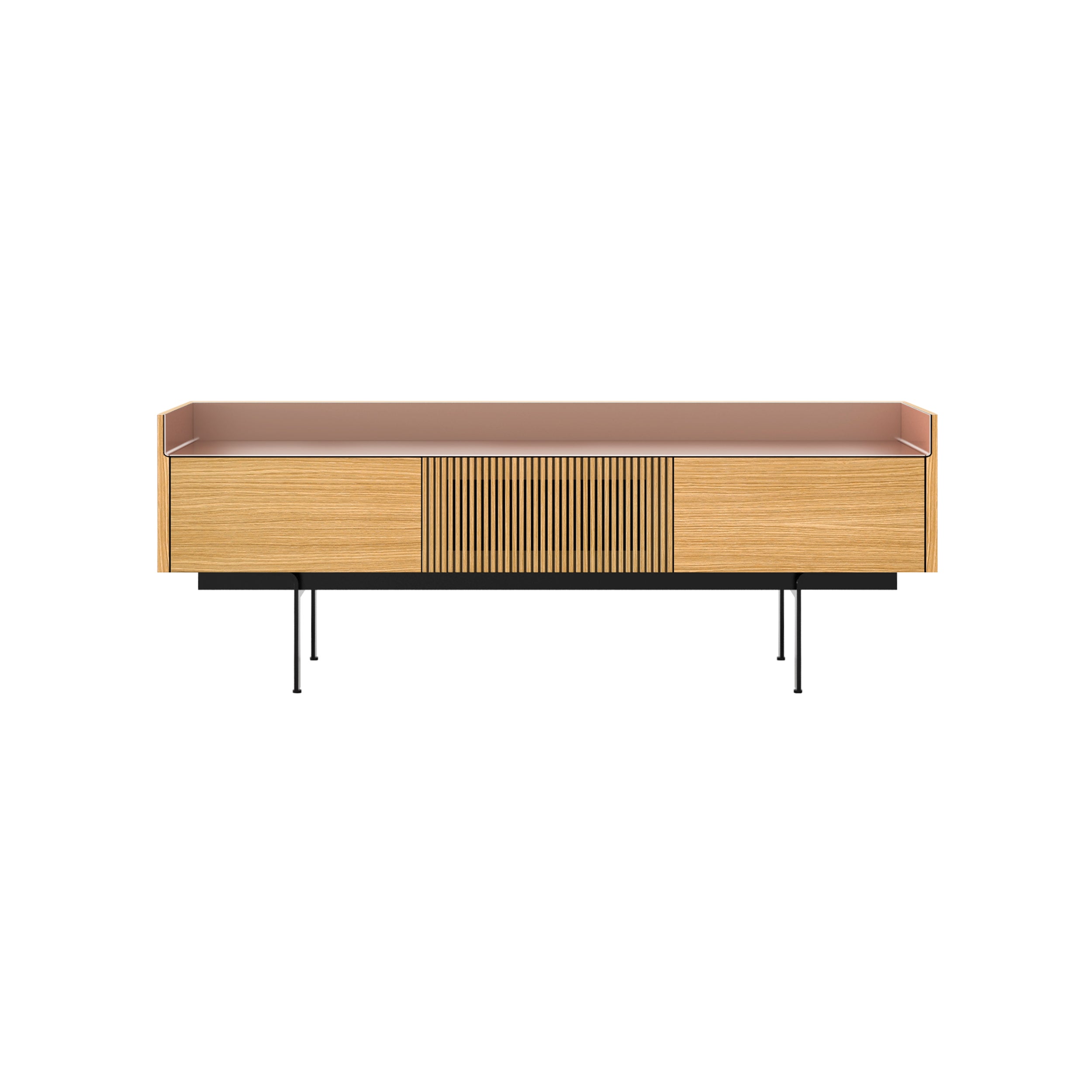 Stockholm Slim Sideboard: STH353 + Super-Matt Oak + Anodized Aluminum Pale Rose + Black