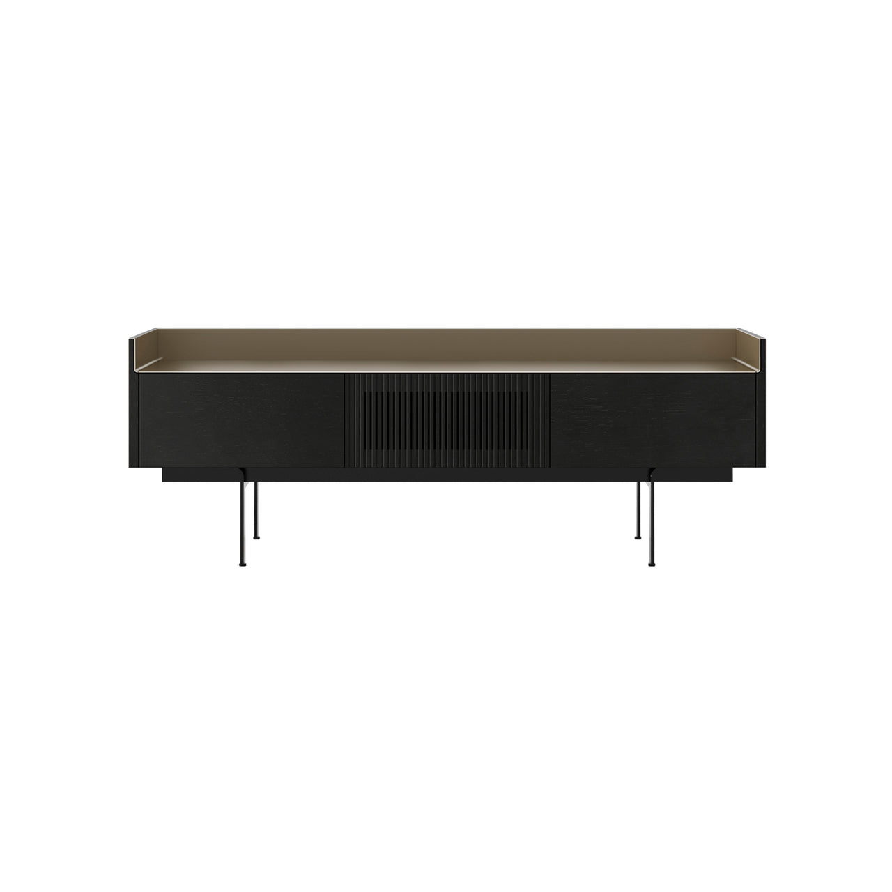 Stockholm STH353 Slim Sideboard: Composition 3 + Ebony Stained Oak + Anodized Aluminum Bronze + Black