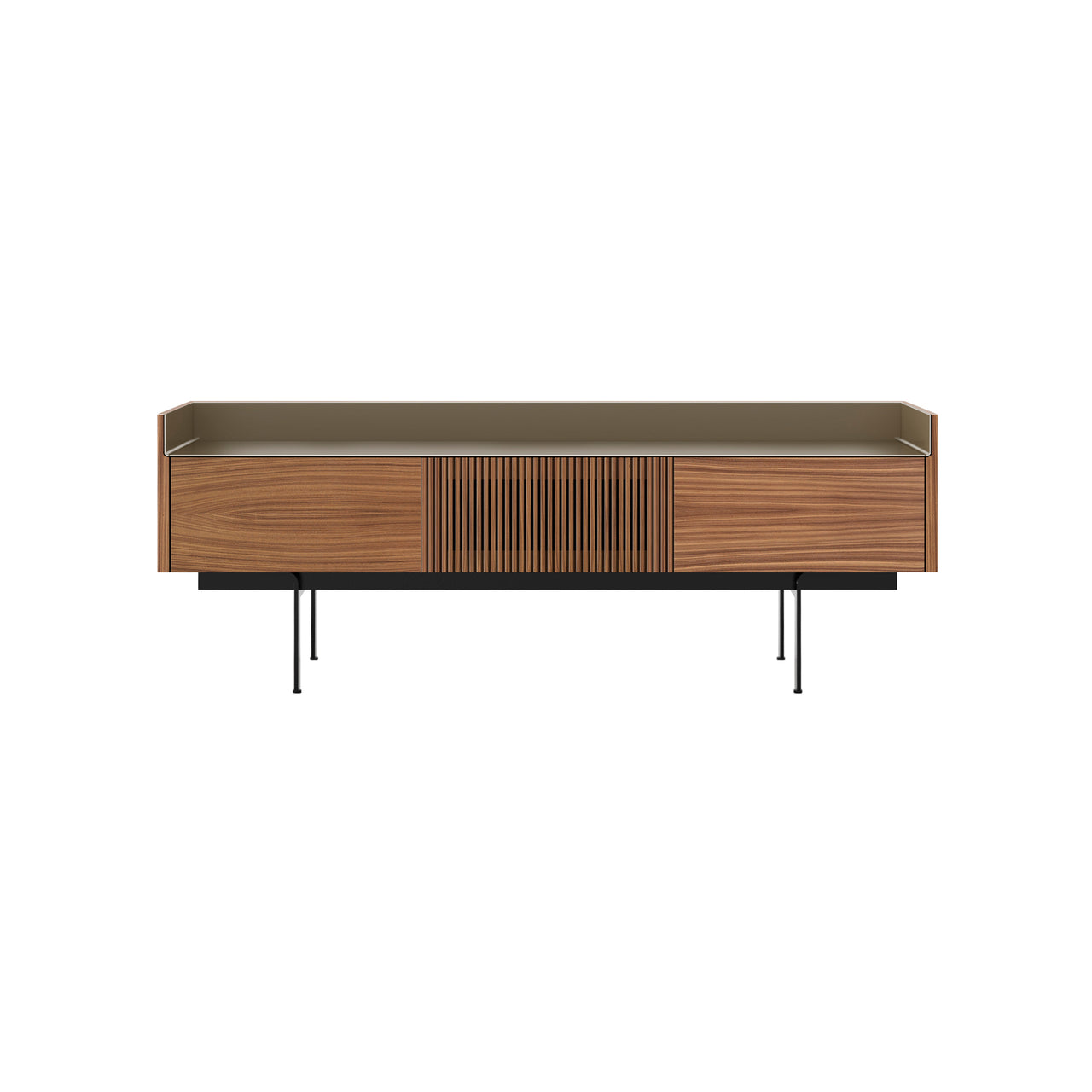 Stockholm Slim Sideboard: STH353 + Walnut Stained Walnut + Anodized Aluminum Bronze + Black