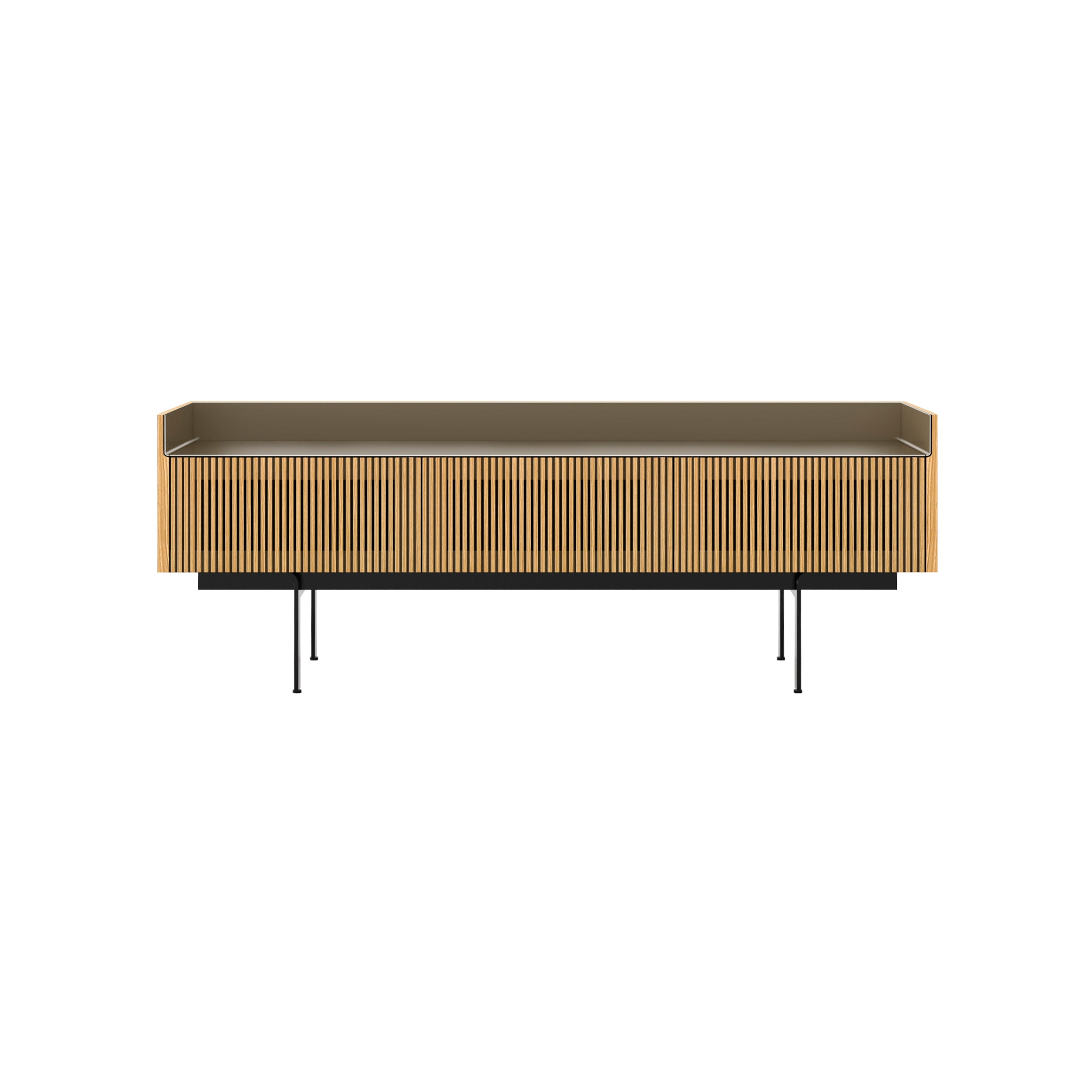 Stockholm STH354 Slim Sideboard: Composition 3 + Super-Matt Oak + Anodized Aluminum Bronze + Black