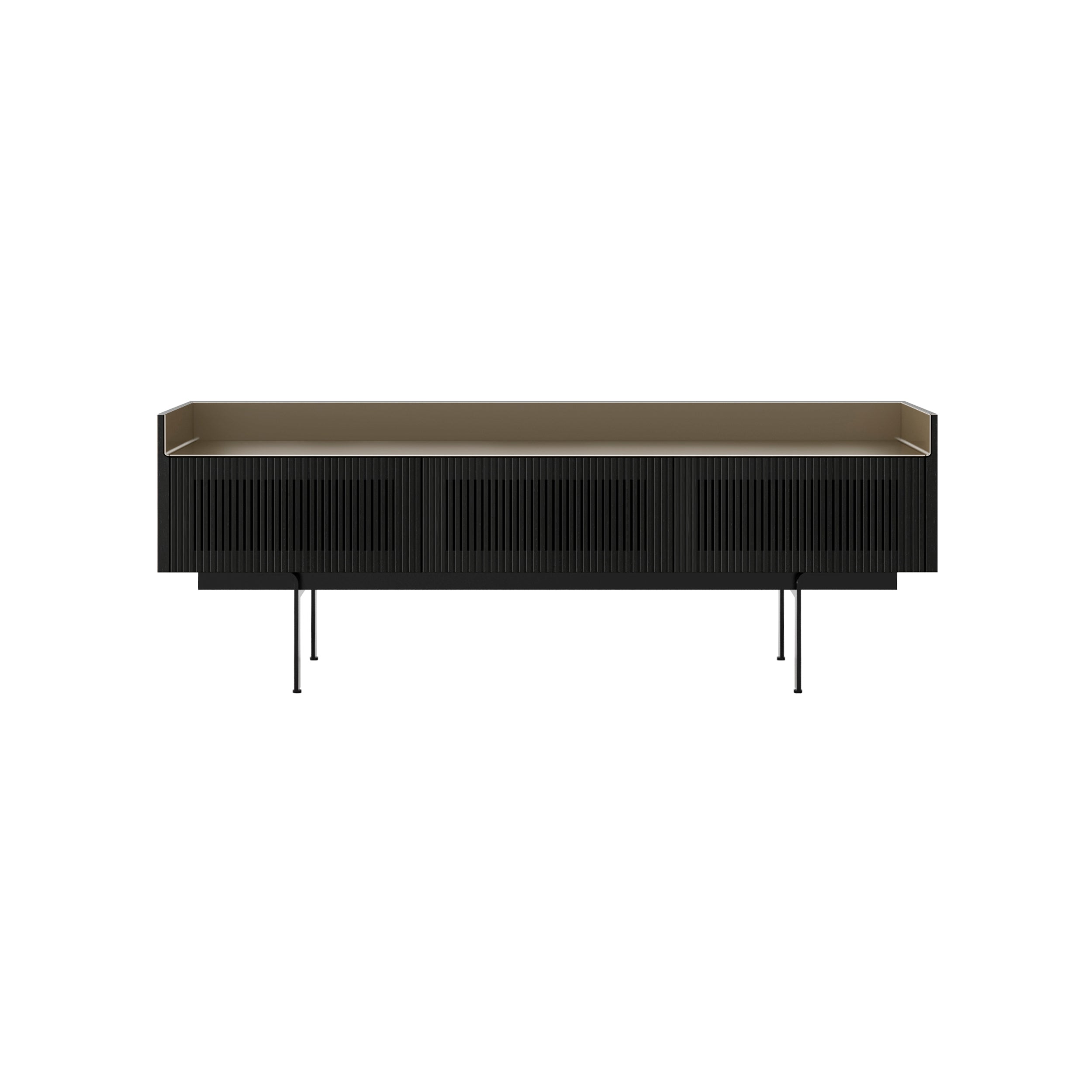 Stockholm Slim Sideboard: STH354 +Ebony Stained Oak + Anodized Aluminum Bronze + Black