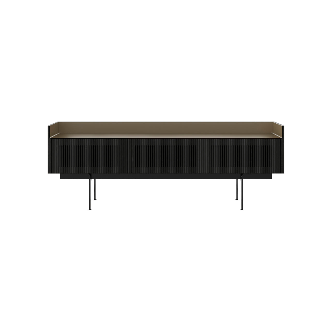 Stockholm STH354 Slim Sideboard: Composition 3 + Ebony Stained Oak + Anodized Aluminum Bronze + Black