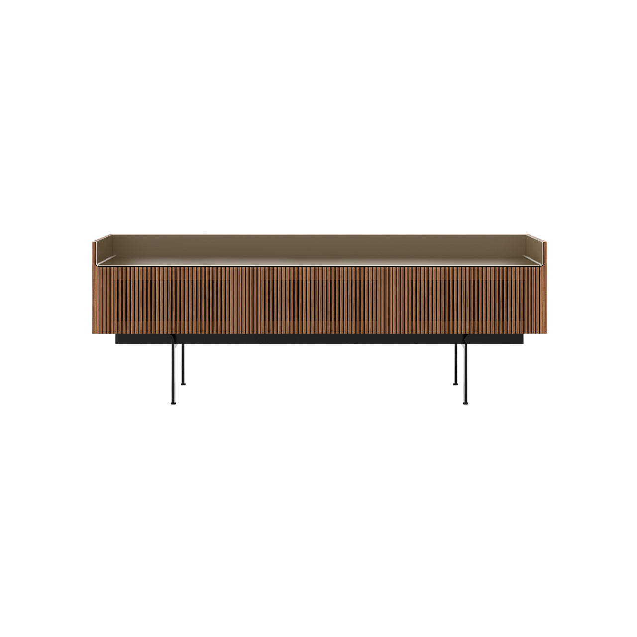 Stockholm Slim Sideboard: STH354 +Walnut Stained Walnut + Anodized Aluminum Bronze + Black