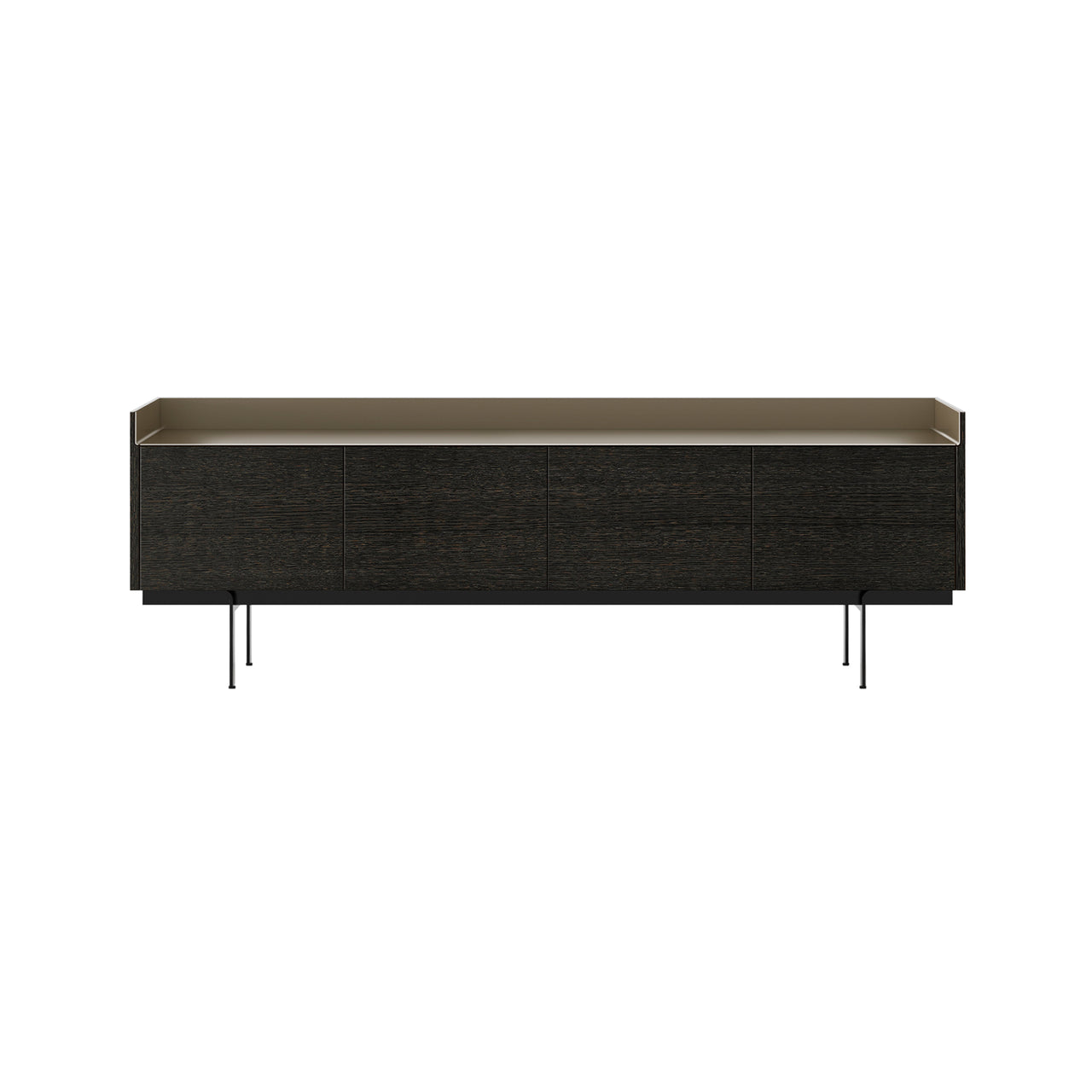 Stockholm STH401 Sideboard: Composition 3 + Dark Grey Stained Oak + Anodized Aluminum Bronze + Black