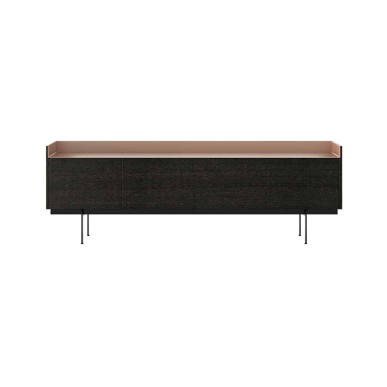 Stockholm STH401 Sideboard: Composition 3 + Dark Grey Stained Oak + Anodized Aluminum Pale Rose + Black