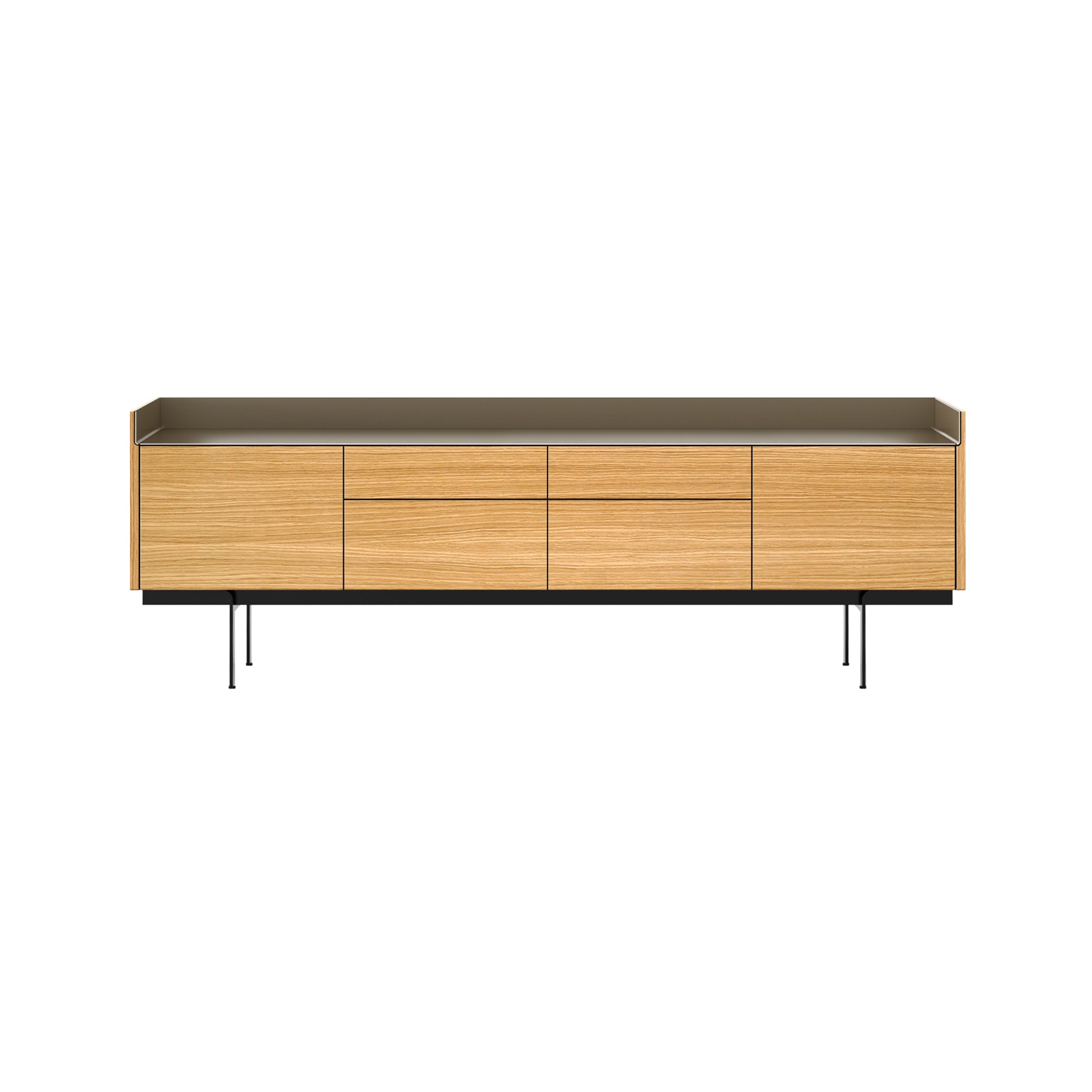 Stockholm STH402 Sideboard: Composition 3 + Super-Matt Oak + Anodized Aluminum Bronze + Black