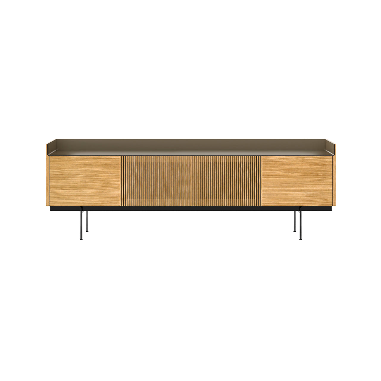 Stockholm STH403 Technic Sideboard: Composition 3 + Super-Matt Oak + Anodized Aluminum Bronze + Black