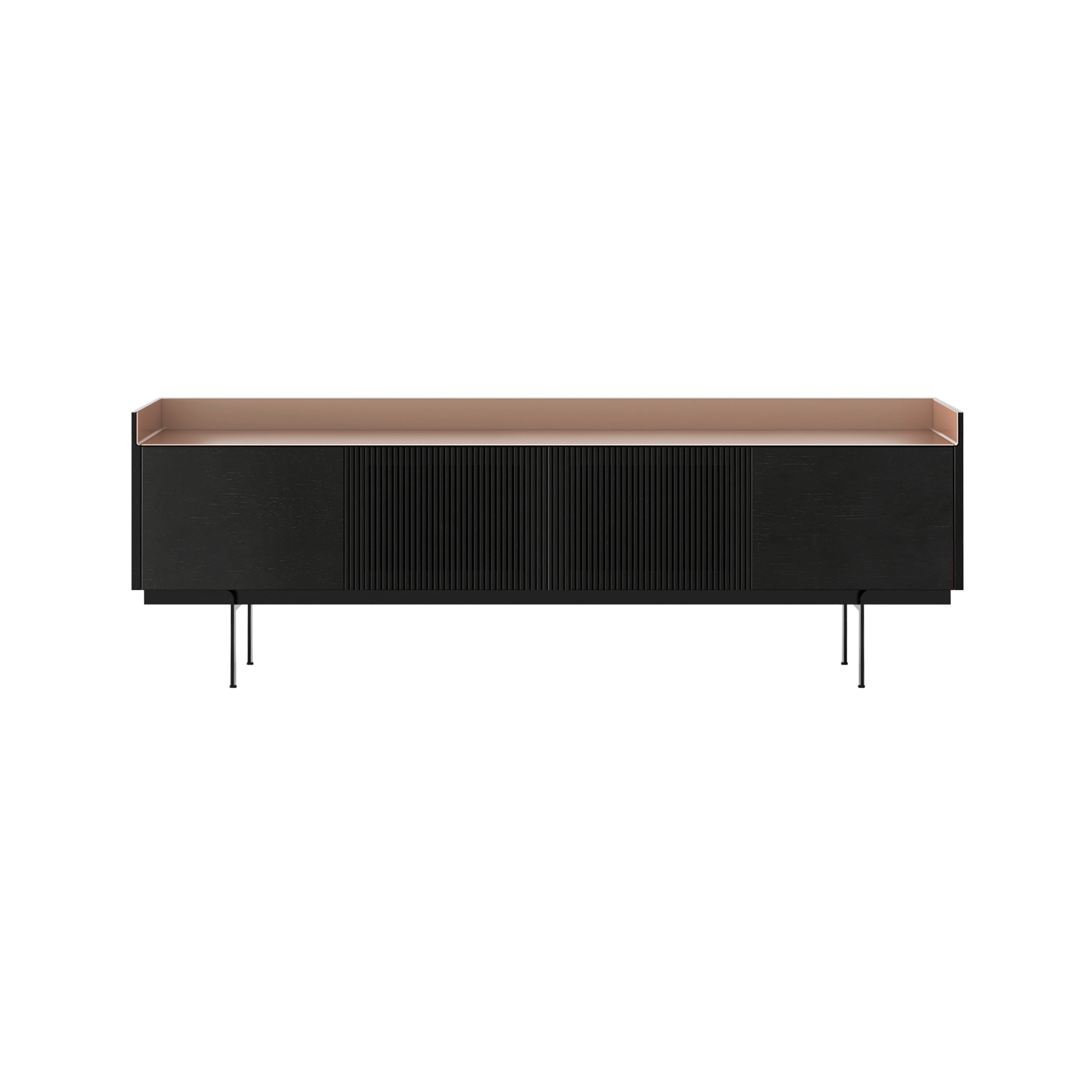 Stockholm STH403 Technic Sideboard: Composition 3 + Ebony Stained Oak + Anodized Aluminum Pale Rose + Black