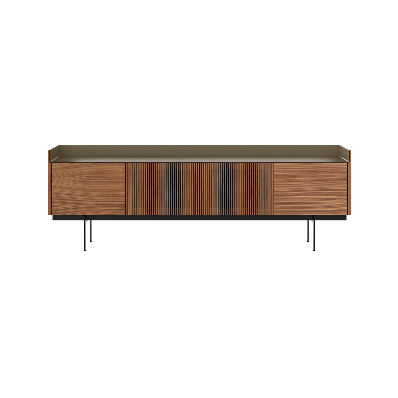 Stockholm STH403 Technic Sideboard: Composition 3 + Walnut Stained Walnut + Anodized Aluminum Bronze + Black