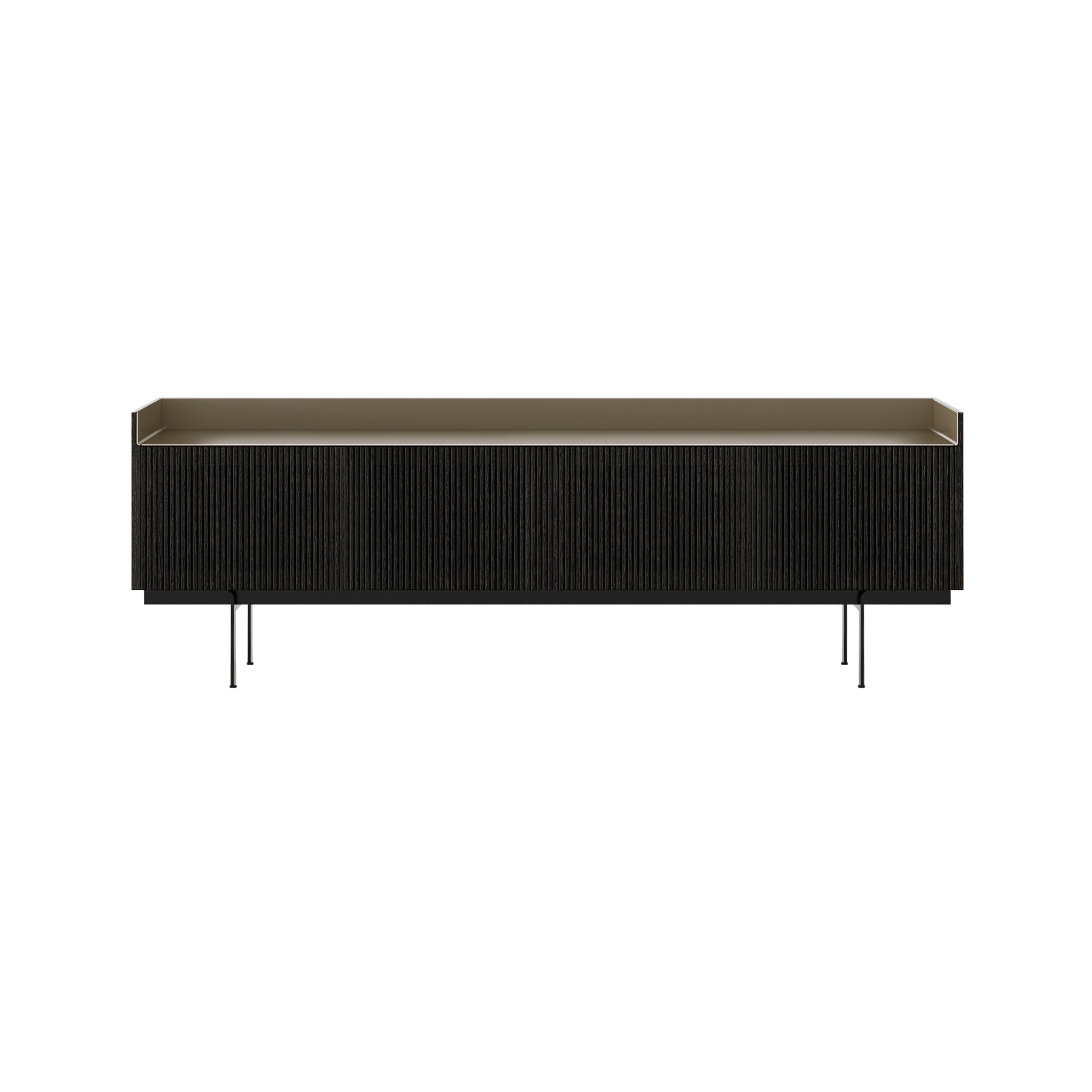 Stockholm STH404 Technic Sideboard: Composition 3 + Dark Grey Stained Oak + Anodized Aluminum Bronze + Black