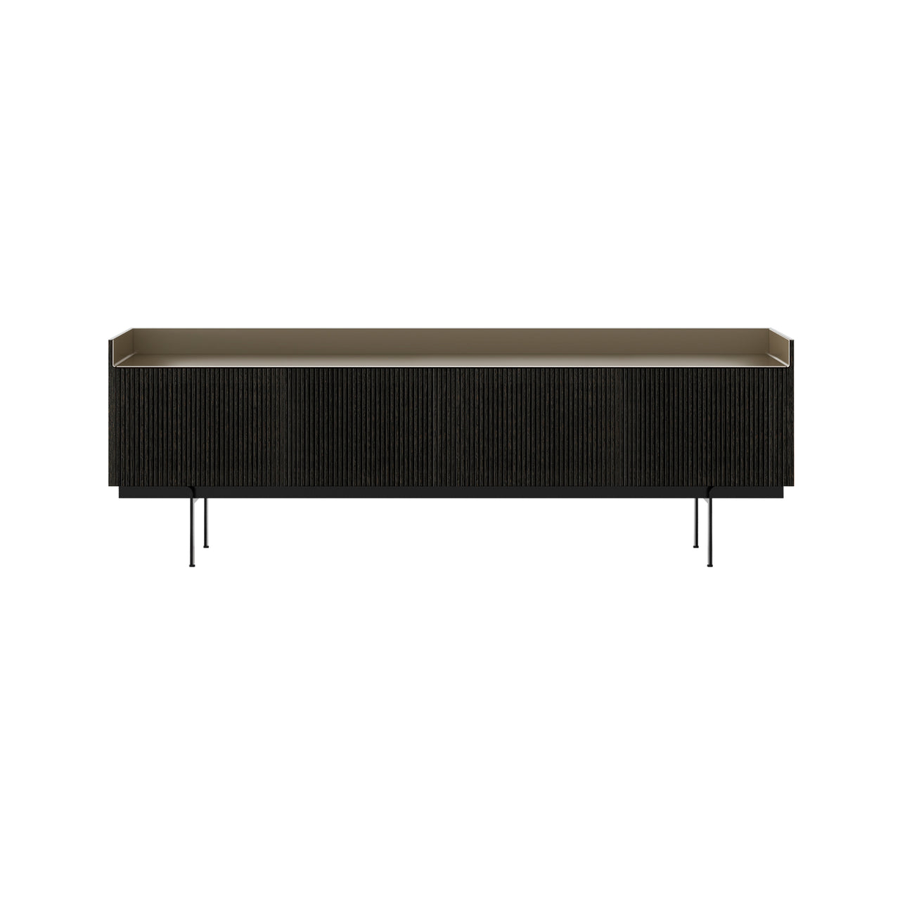 Stockholm STH404 Technic Sideboard: Composition 3 + Dark Grey Stained Oak + Anodized Aluminum Bronze + Black