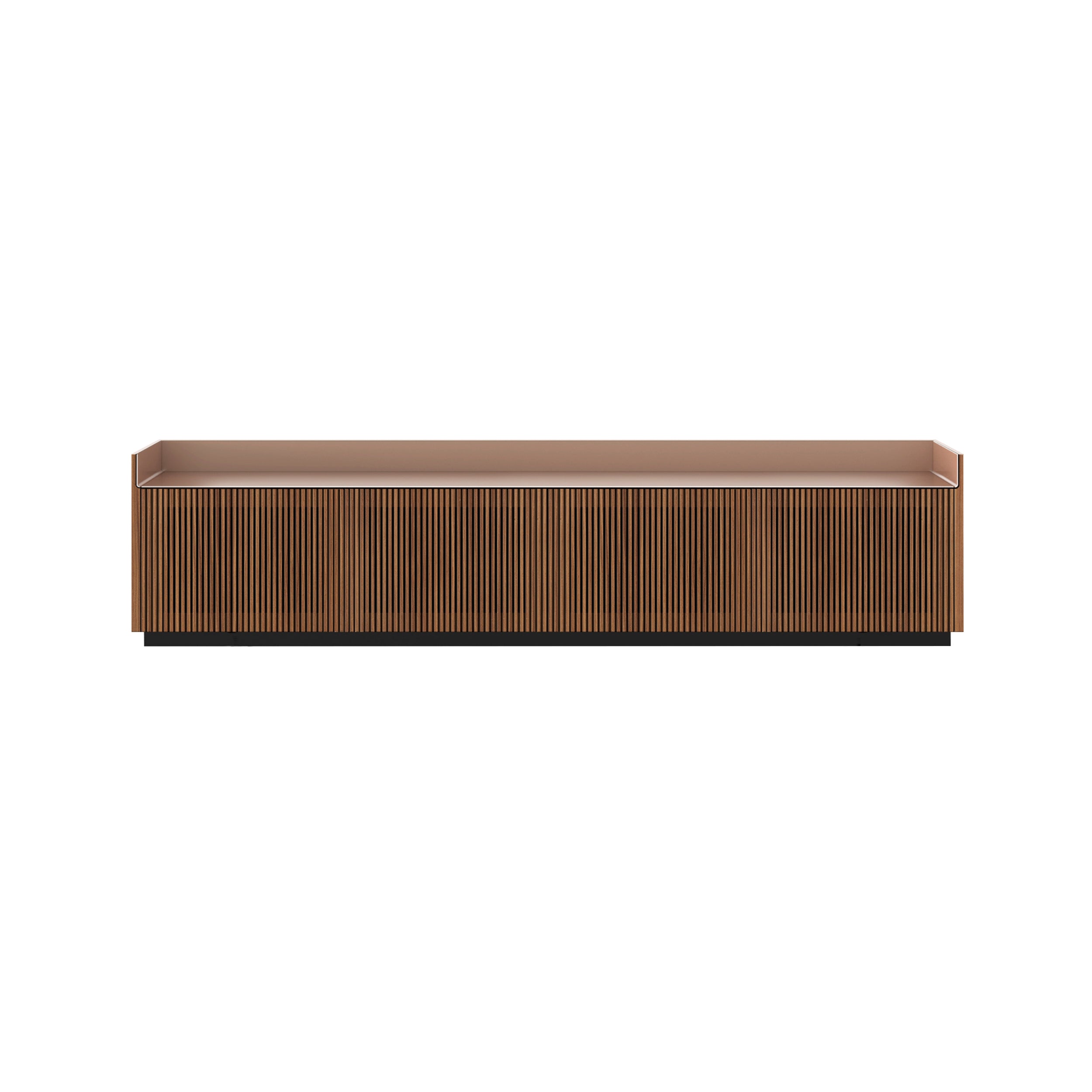 Stockholm STH404 Technic Sideboard: Composition 1 + Super-Matt Walnut + Anodized Aluminum Pale Rose + Black