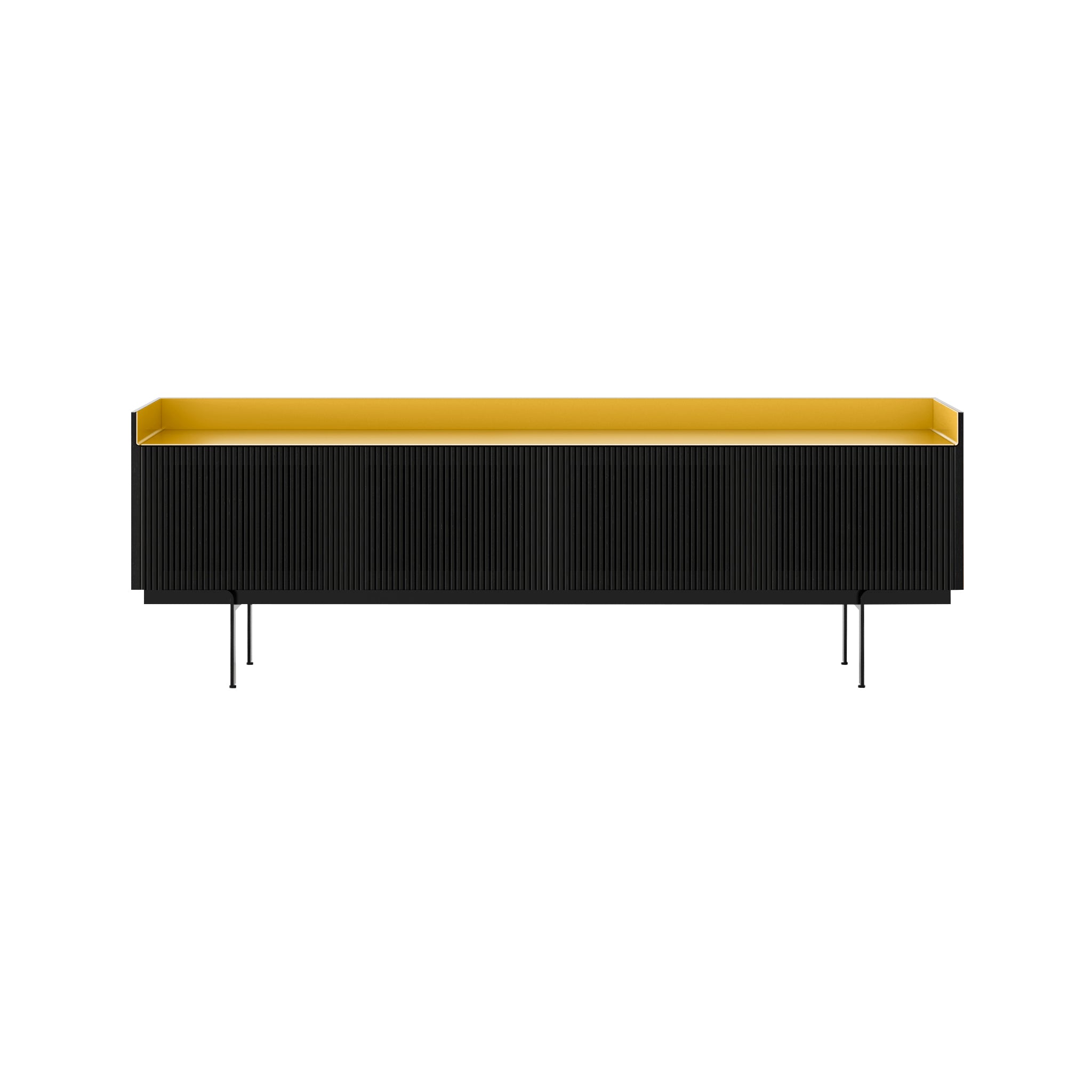Stockholm STH404 Technic Sideboard: Composition 3 + Ebony Stained Oak + Anodized Aluminum Gold + Black