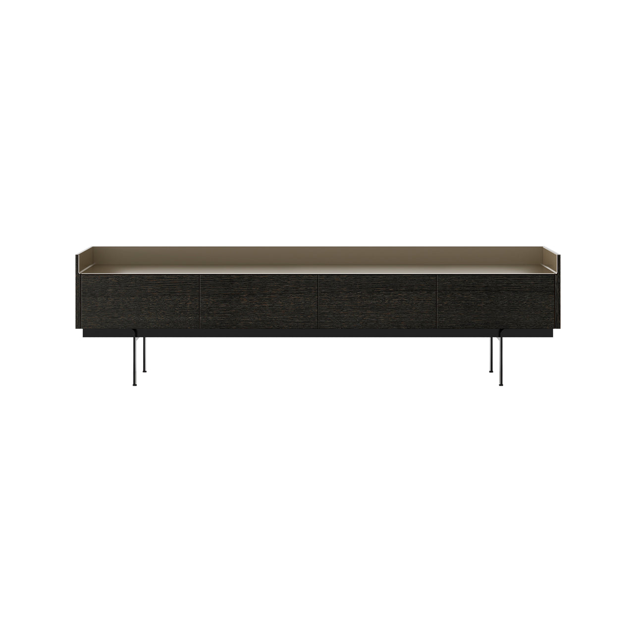 Stockholm STH451 Slim Sideboard: Composition 3 + Dark Grey Stained Oak + Anodized Aluminum Bronze + Black