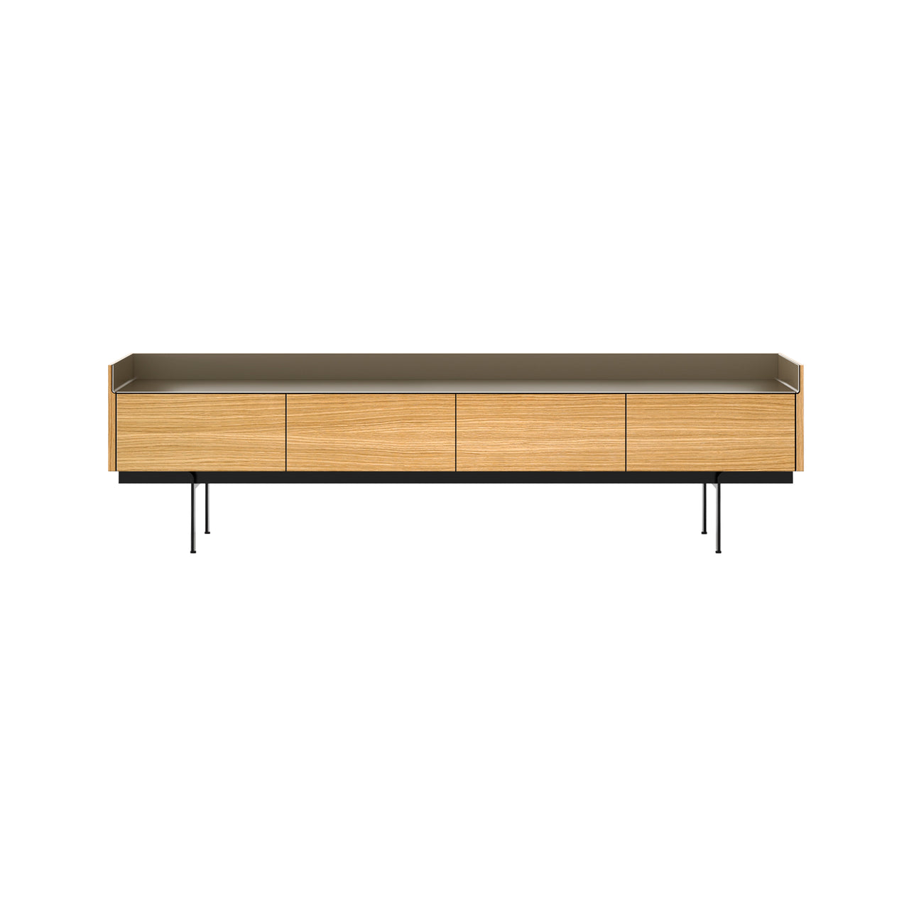 Stockholm STH451 Slim Sideboard: Composition 3 + Super-Matt Oak + Anodized Aluminum Bronze + Black