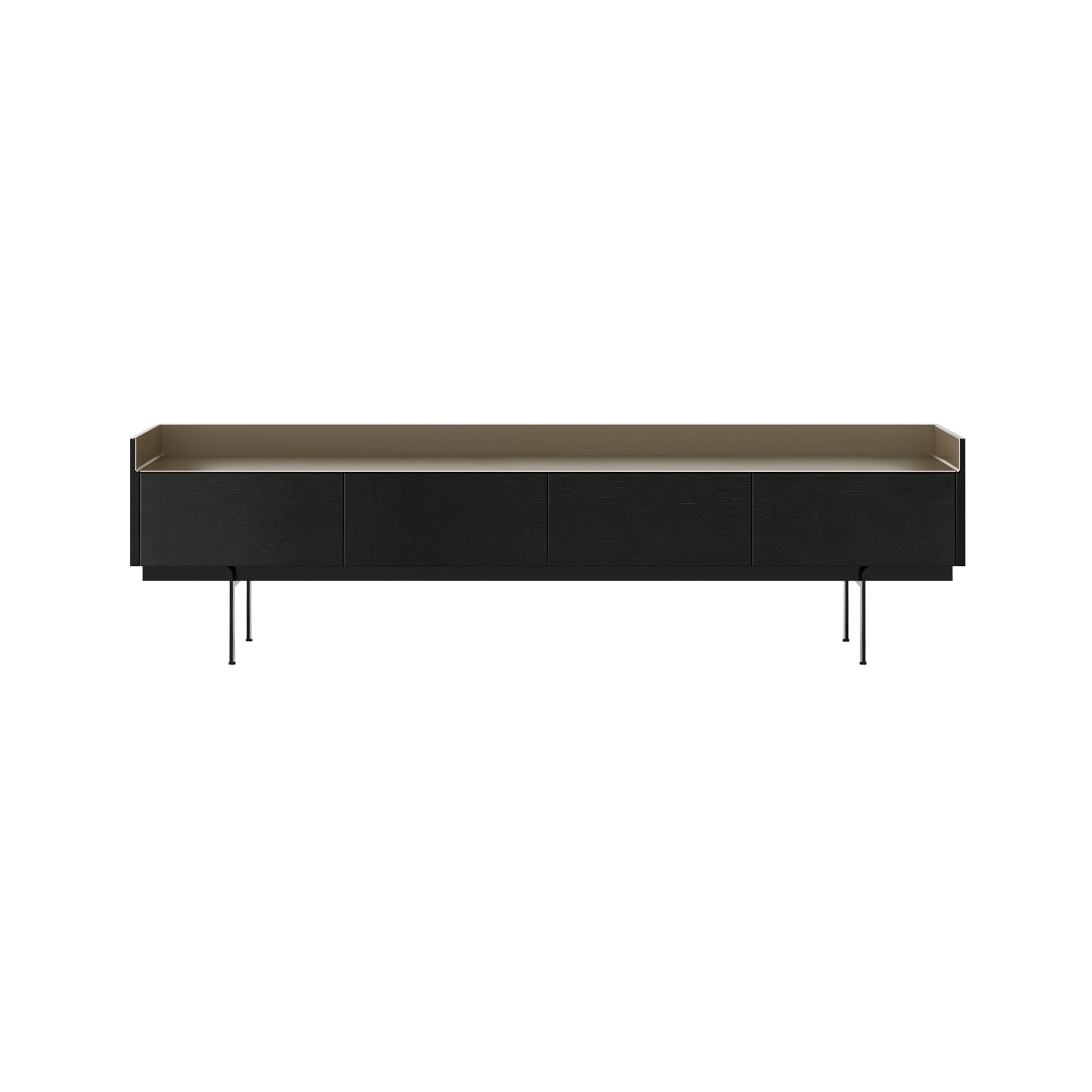 Stockholm STH451 Slim Sideboard: Composition 3 + Ebony Stained Oak + Anodized Aluminum Bronze + Black