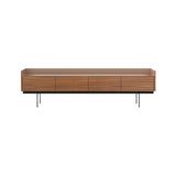 Stockholm STH451 Slim Sideboard: Composition 3 + Walnut Stained Walnut + Anodized Aluminum Pale Rose + Black