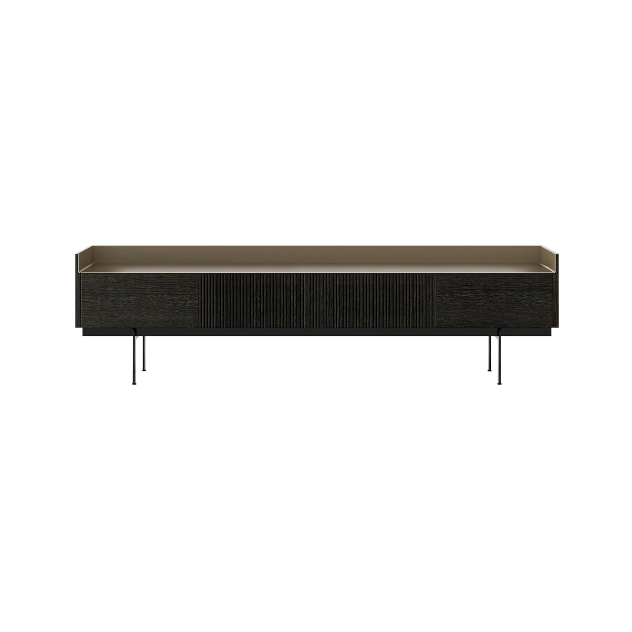 Stockholm STH453 Slim Sideboard: Composition 3 + Dark Grey Stained Oak + Anodized Aluminum Bronze + Black