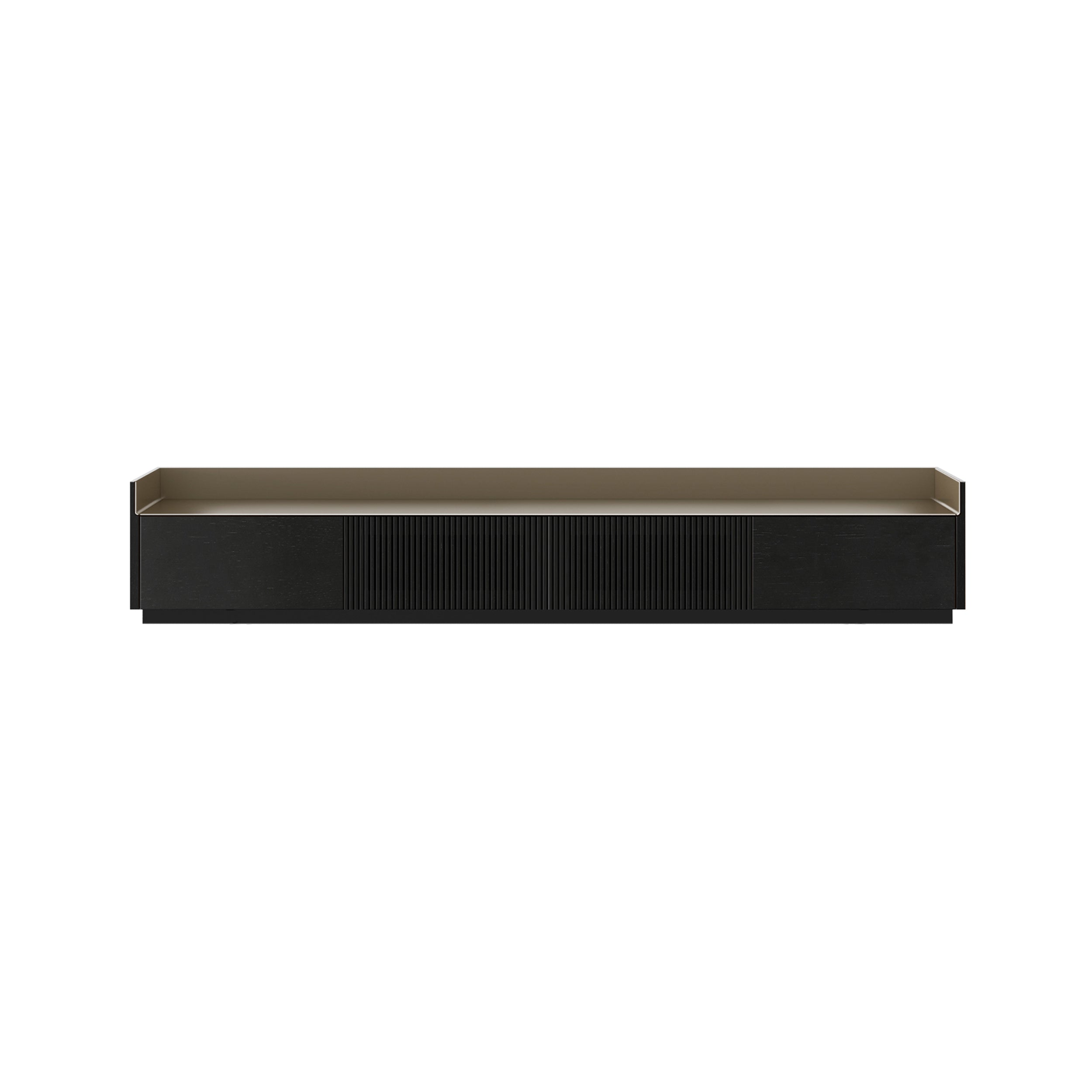 Stockholm STH453 Slim Sideboard: Composition 1 + Ebony Stained Oak + Anodized Aluminum Bronze + Black