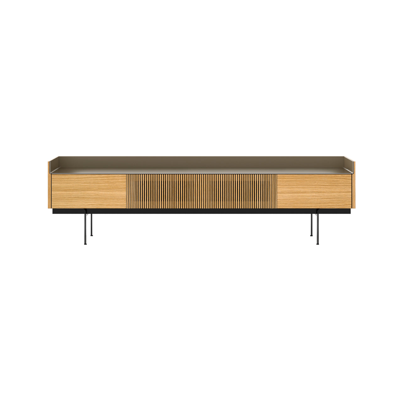 Stockholm STH453 Slim Sideboard: Composition 3 + Super-Matt Oak + Anodized Aluminum Bronze + Black