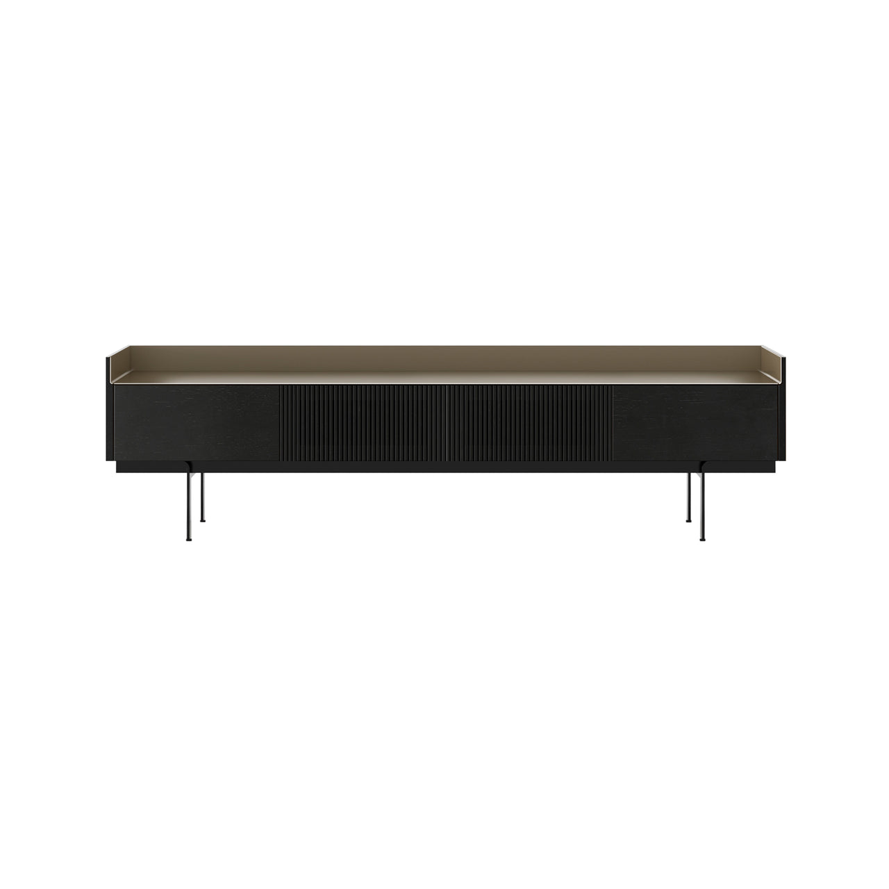 Stockholm STH453 Slim Sideboard: Composition 3 + Ebony Stained Oak + Anodized Aluminum Bronze + Black