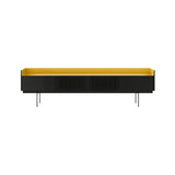 Stockholm STH453 Slim Sideboard: Composition 3 + Ebony Stained Oak + Anodized Aluminum Gold + Black