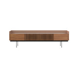 Stockholm STH453 Slim Sideboard: Composition 3 + Walnut Stained Walnut + Anodized Aluminum Pale Rose + Black