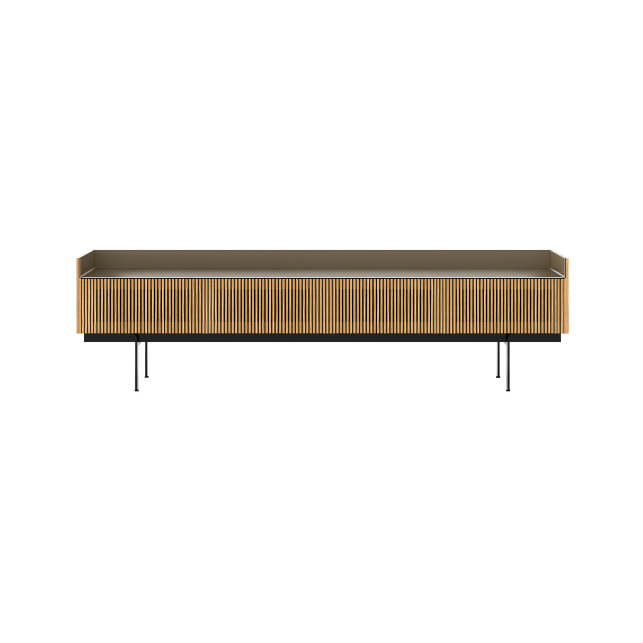 Stockholm STH454 Slim Sideboard: Composition 3 + Super-Matt Oak + Anodized Aluminum Bronze + Black